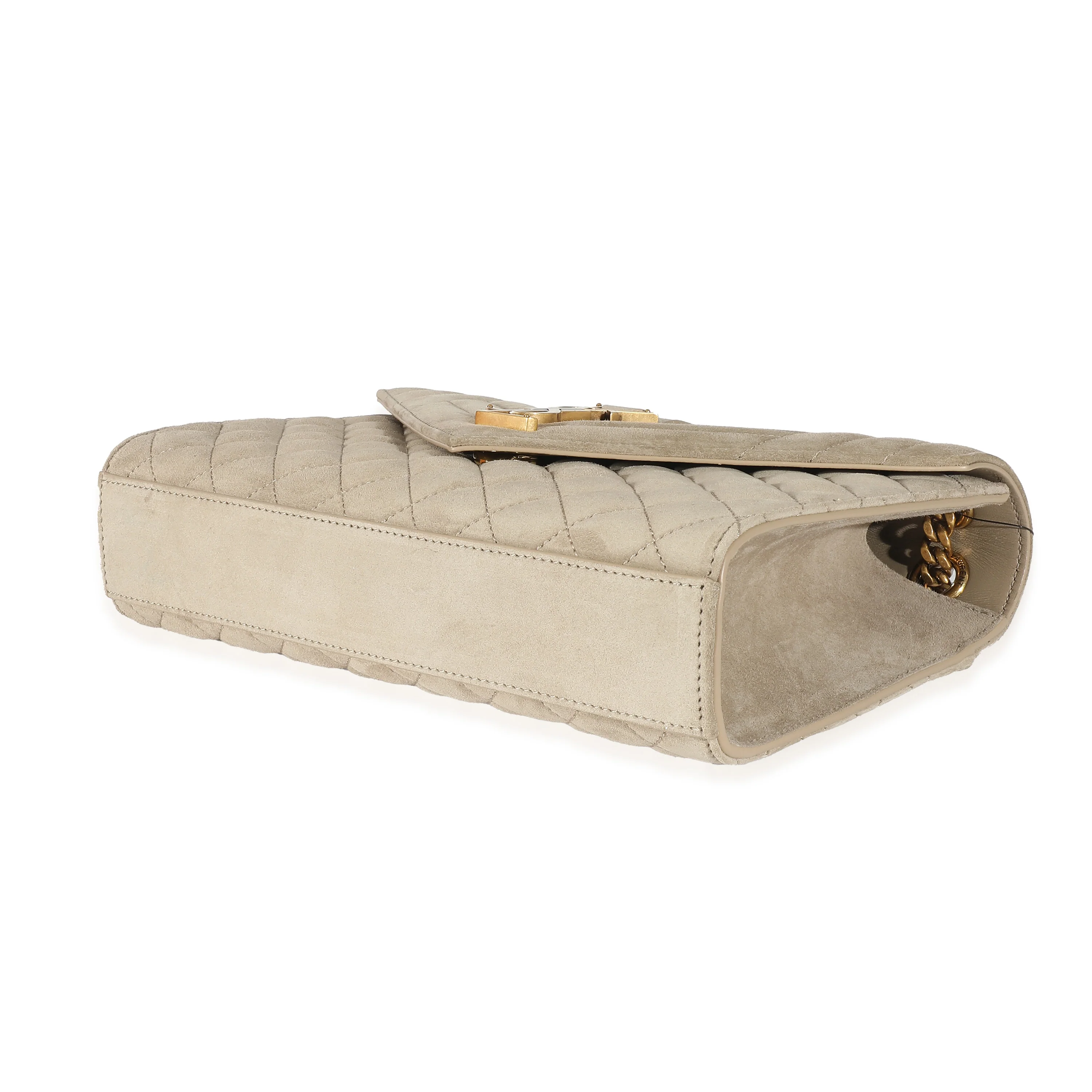 Beige Suede Mixed Matelasse Triquilt Medium Monogram Envelope Satc - Image 6