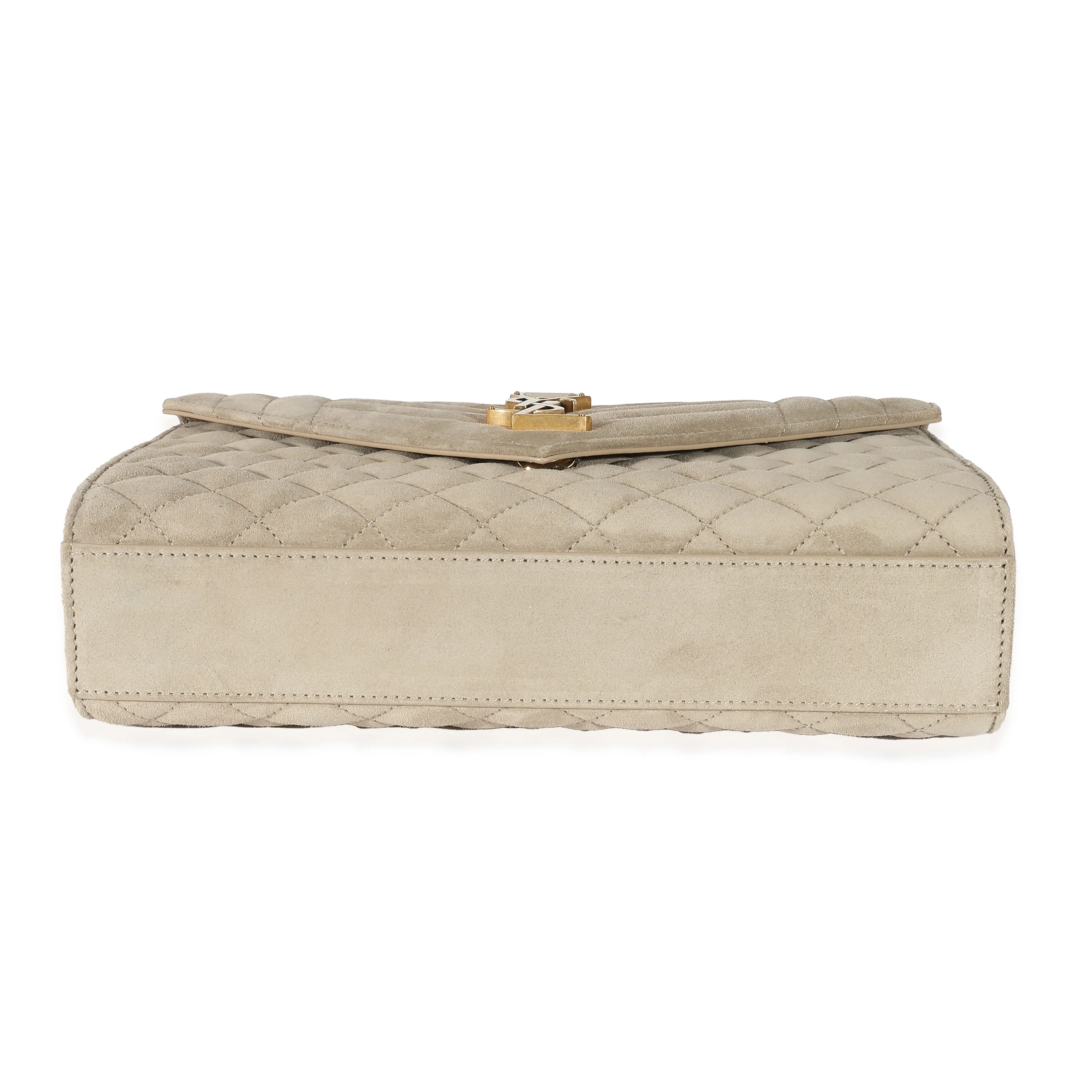 Beige Suede Mixed Matelasse Triquilt Medium Monogram Envelope Satc - Image 7