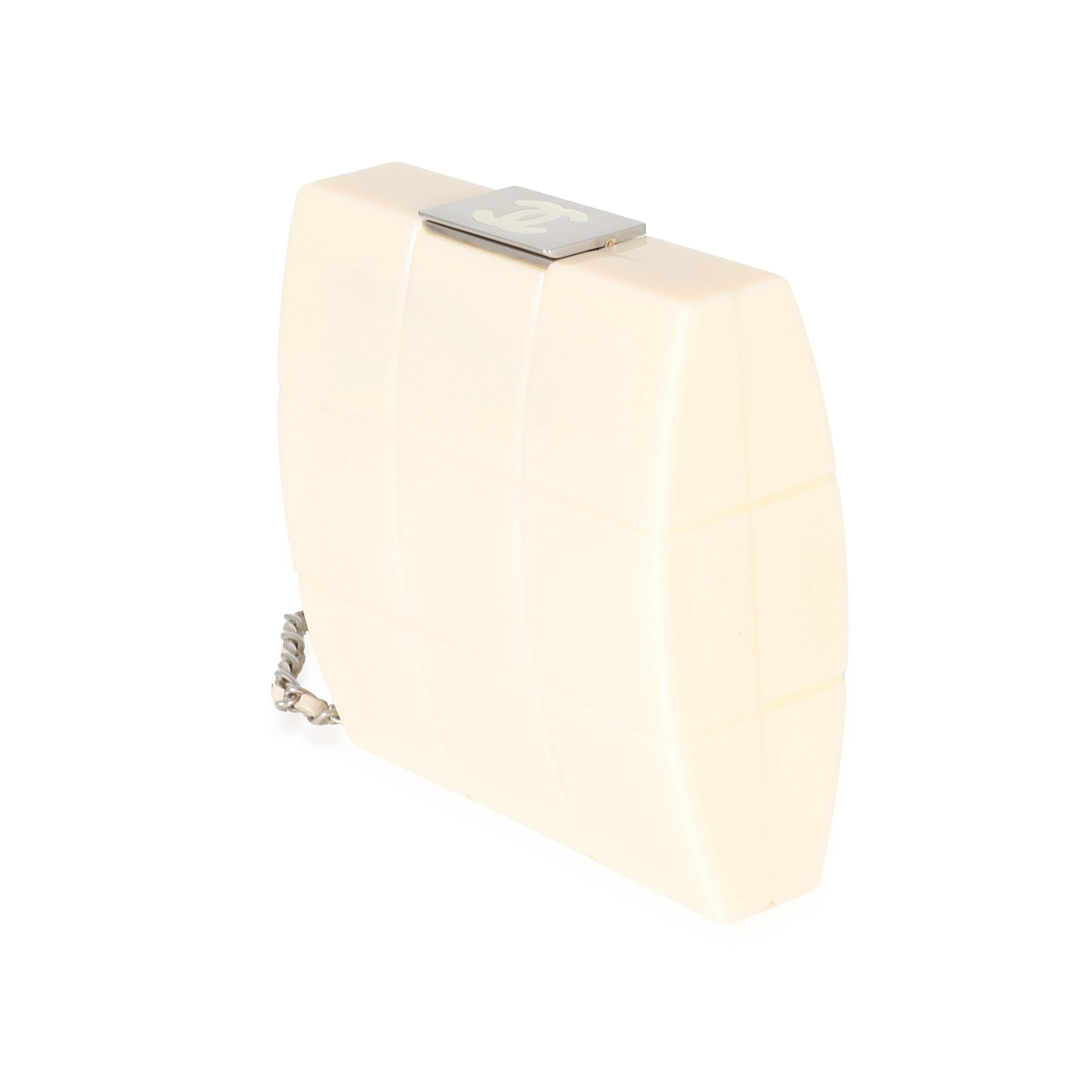 Chanel Cream Plexiglass Minaudiere Chocolate Bar Clutch - Image 2