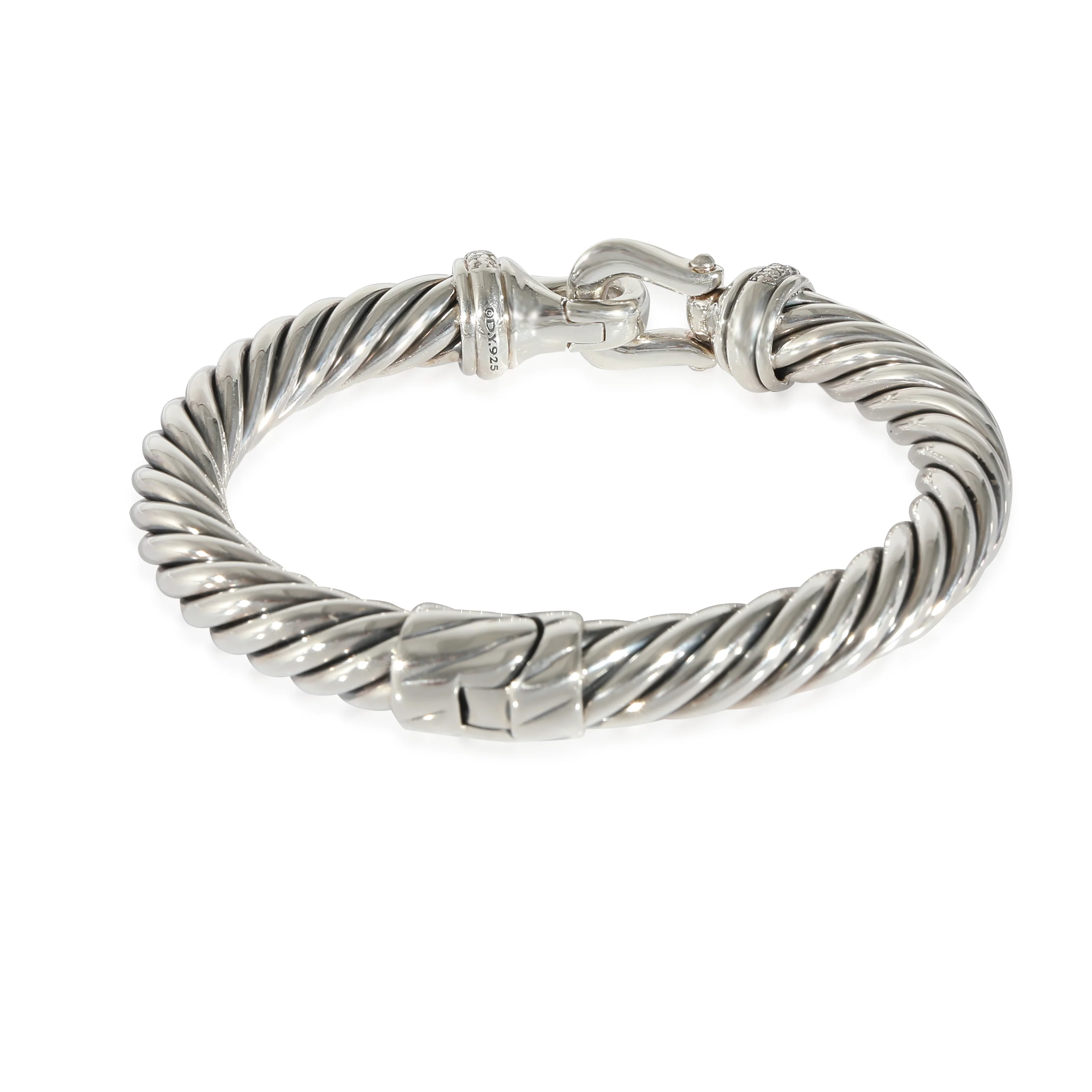 David Yurman 8.5mm Buckle Cable Diamond Bracelet in Sterling Silver 0.42 CTW - Image 3