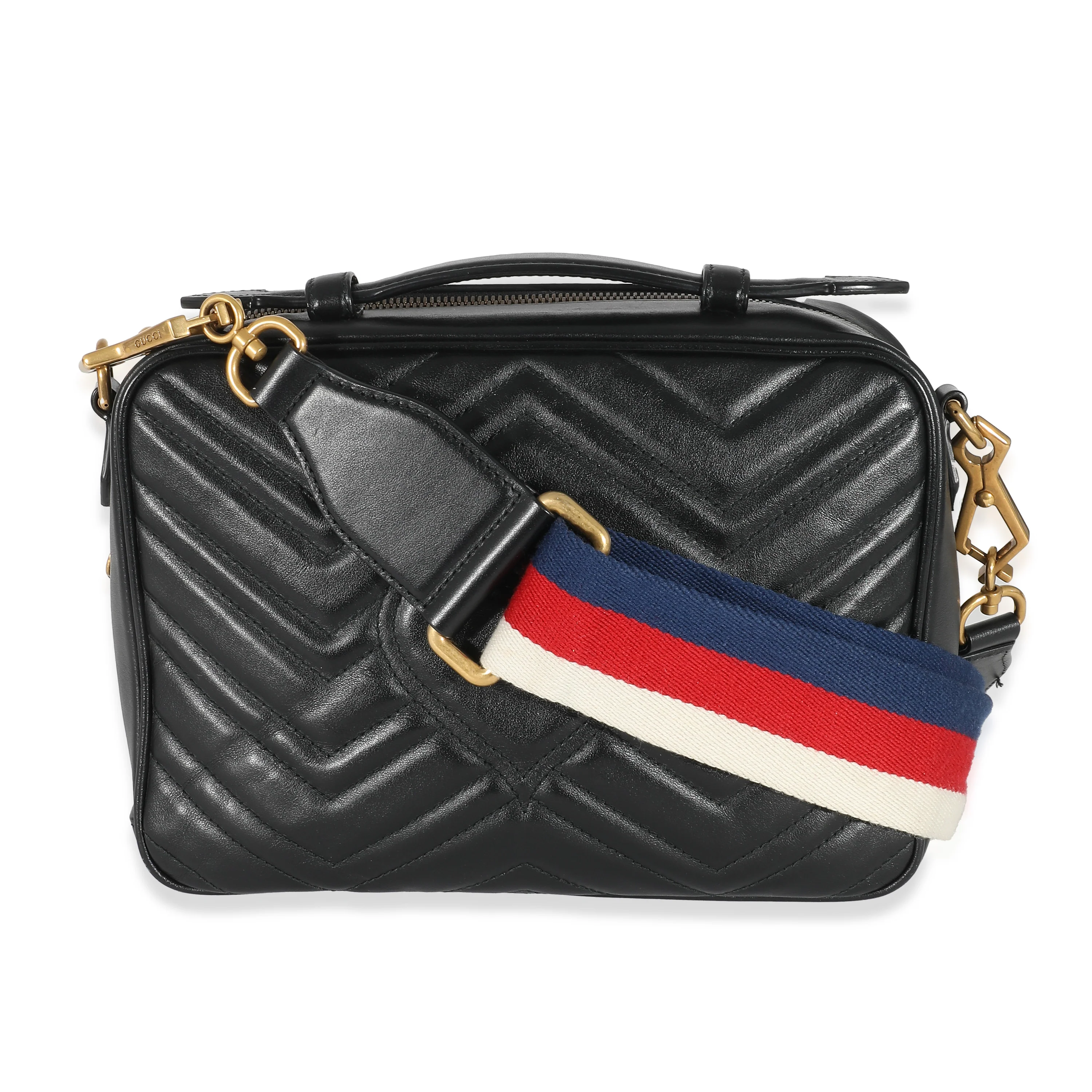 Gucci Black Calfskin Matelasse Sylvie Marmont Top Handle Bag - Image 7