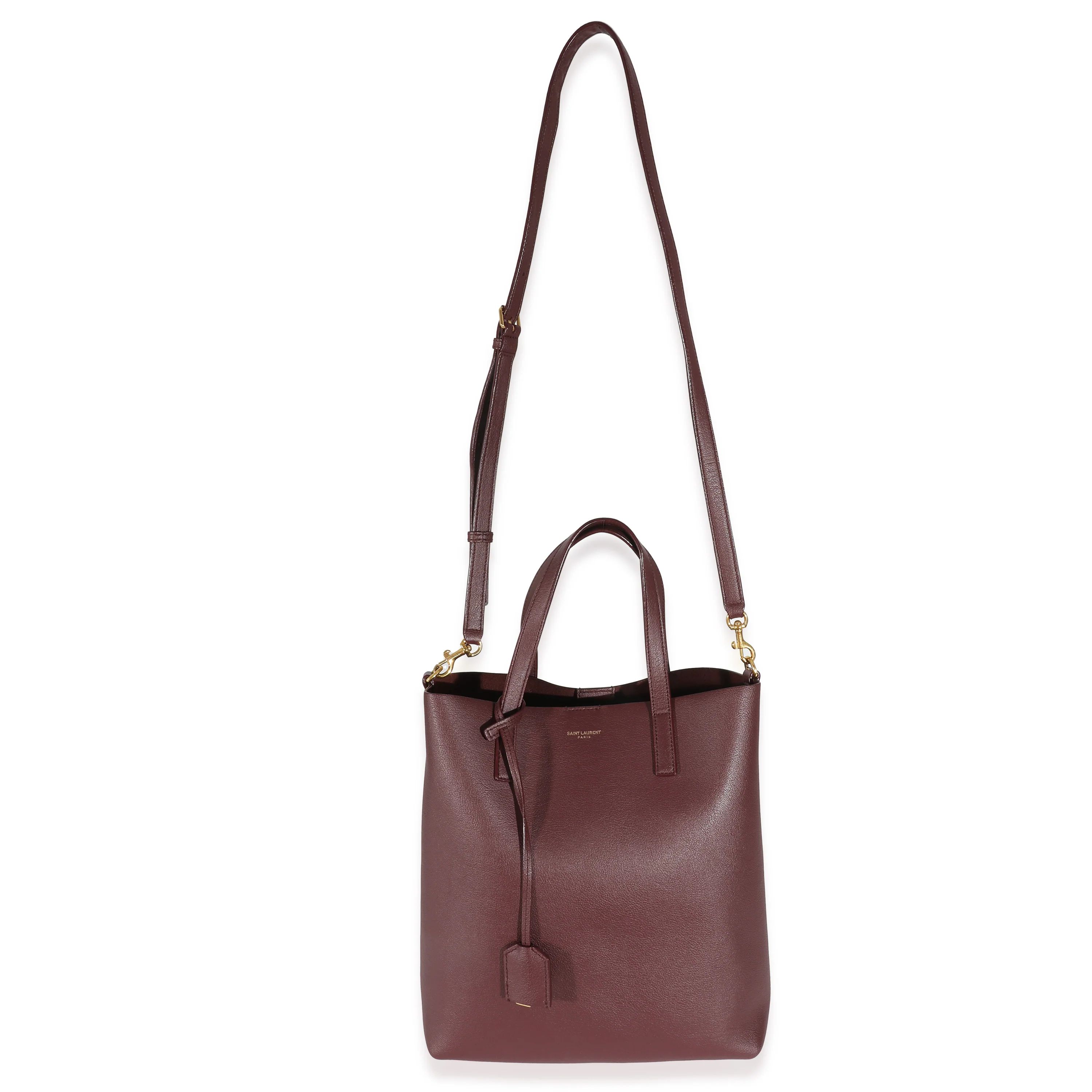 Saint Laurent Burgundy Calfskin Toy N/S Shopping Tote - Image 2