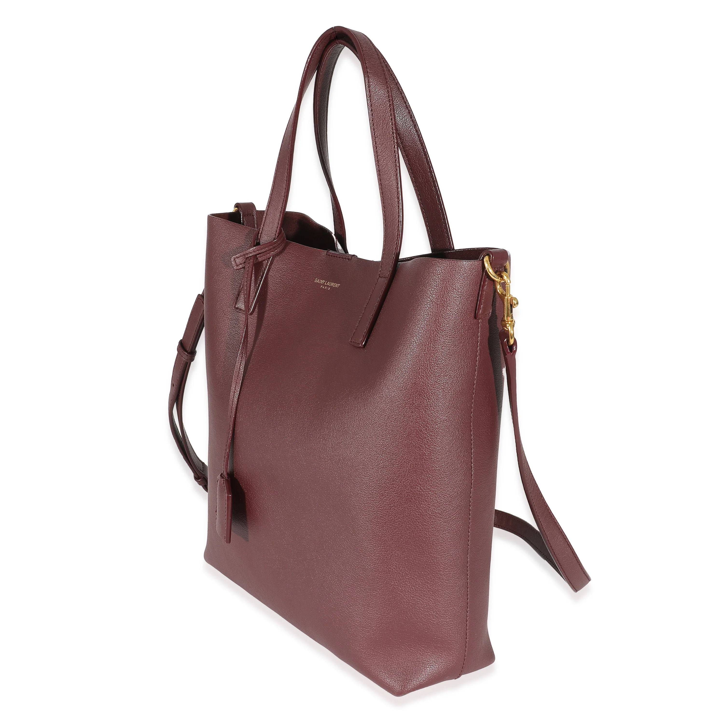 Saint Laurent Burgundy Calfskin Toy N/S Shopping Tote - Image 4