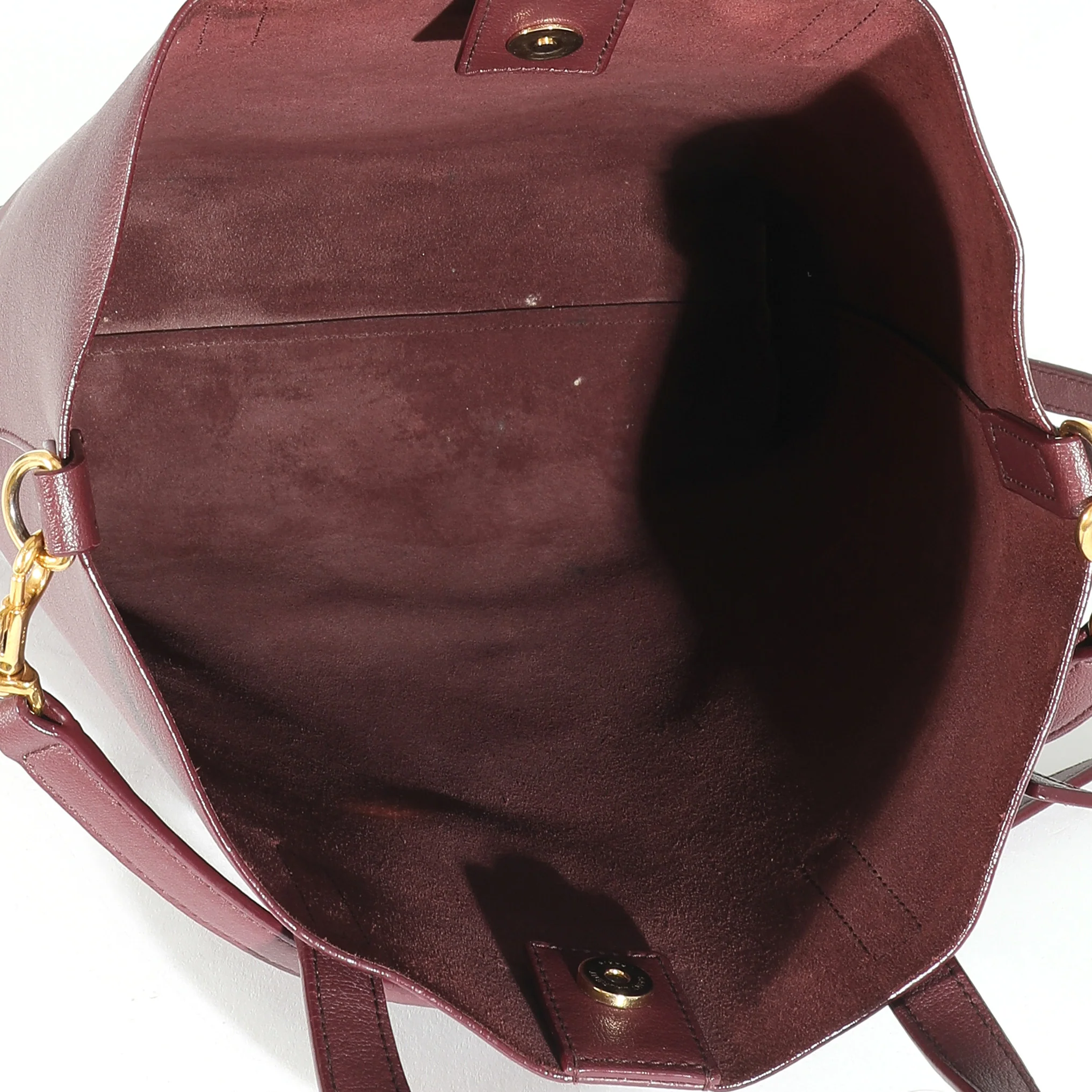 Saint Laurent Burgundy Calfskin Toy N/S Shopping Tote - Image 9