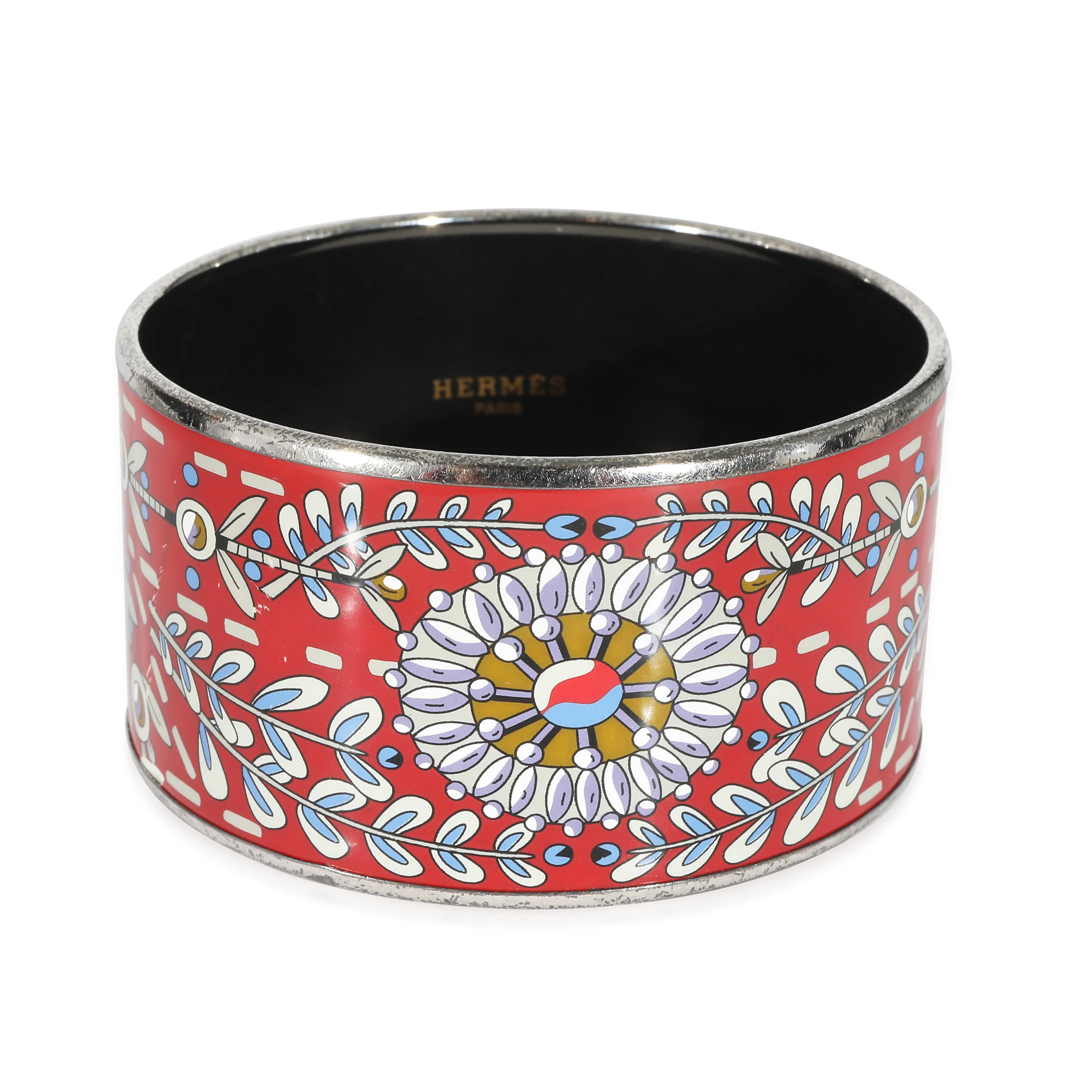 Hermès Palladium Plated Extra Wide Enamel Bracelet