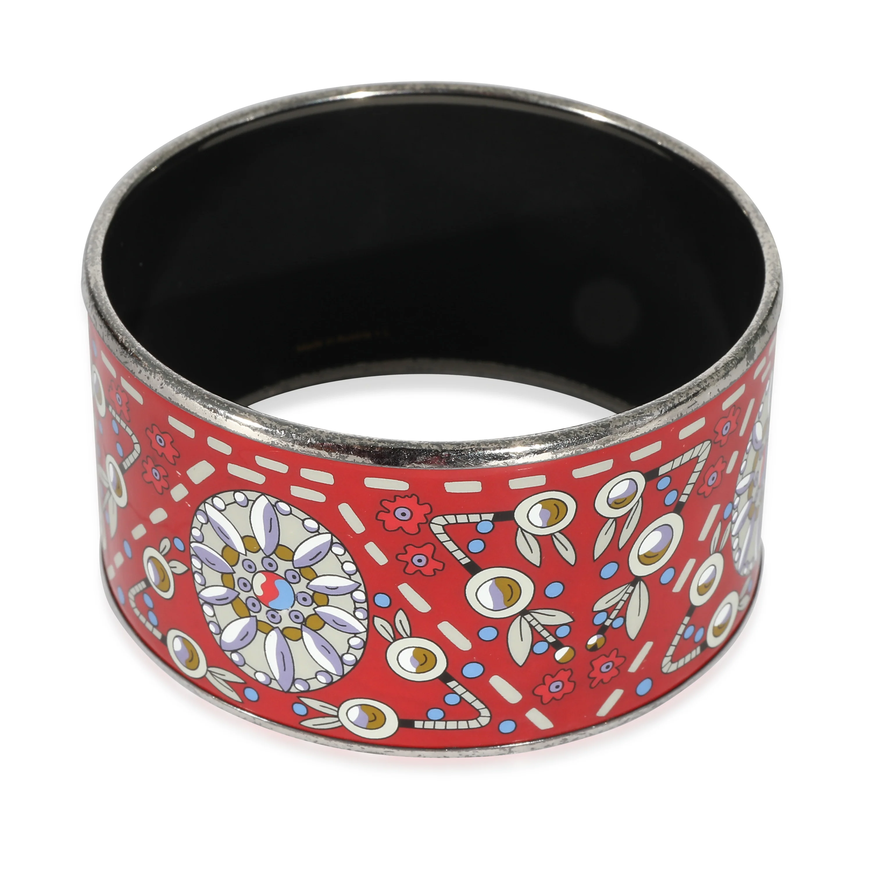 Hermès Palladium Plated Extra Wide Enamel Bracelet - Image 3