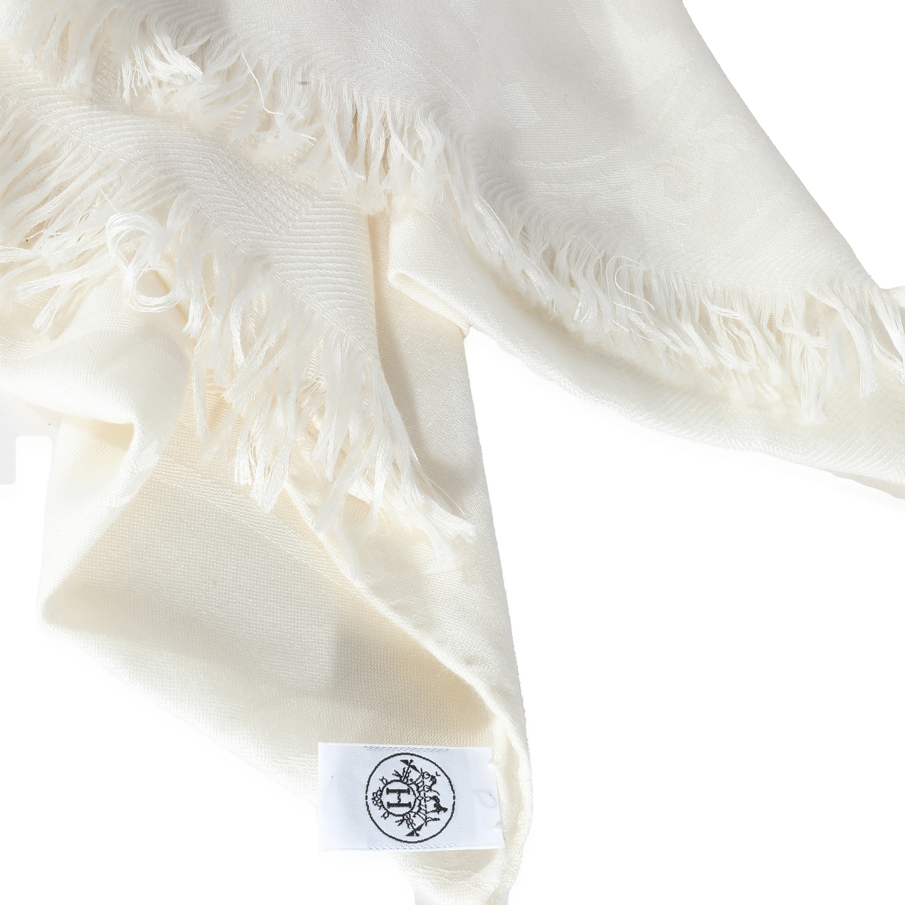Hermès Ivory Cashmere Silk New Libris Stole - Image 2