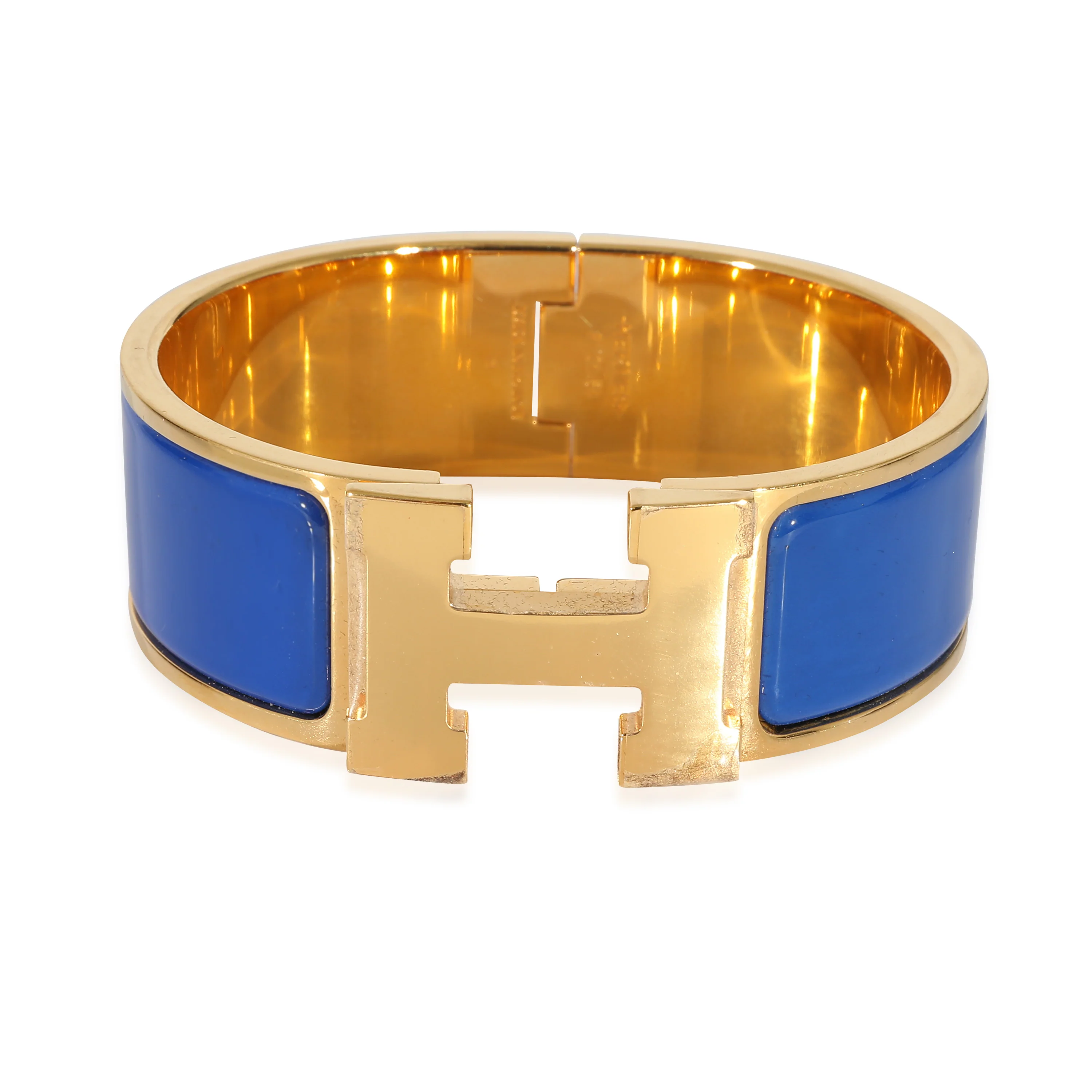 Hermès Gold Plated Ultramarine Blue Clic Clac H Bracelet