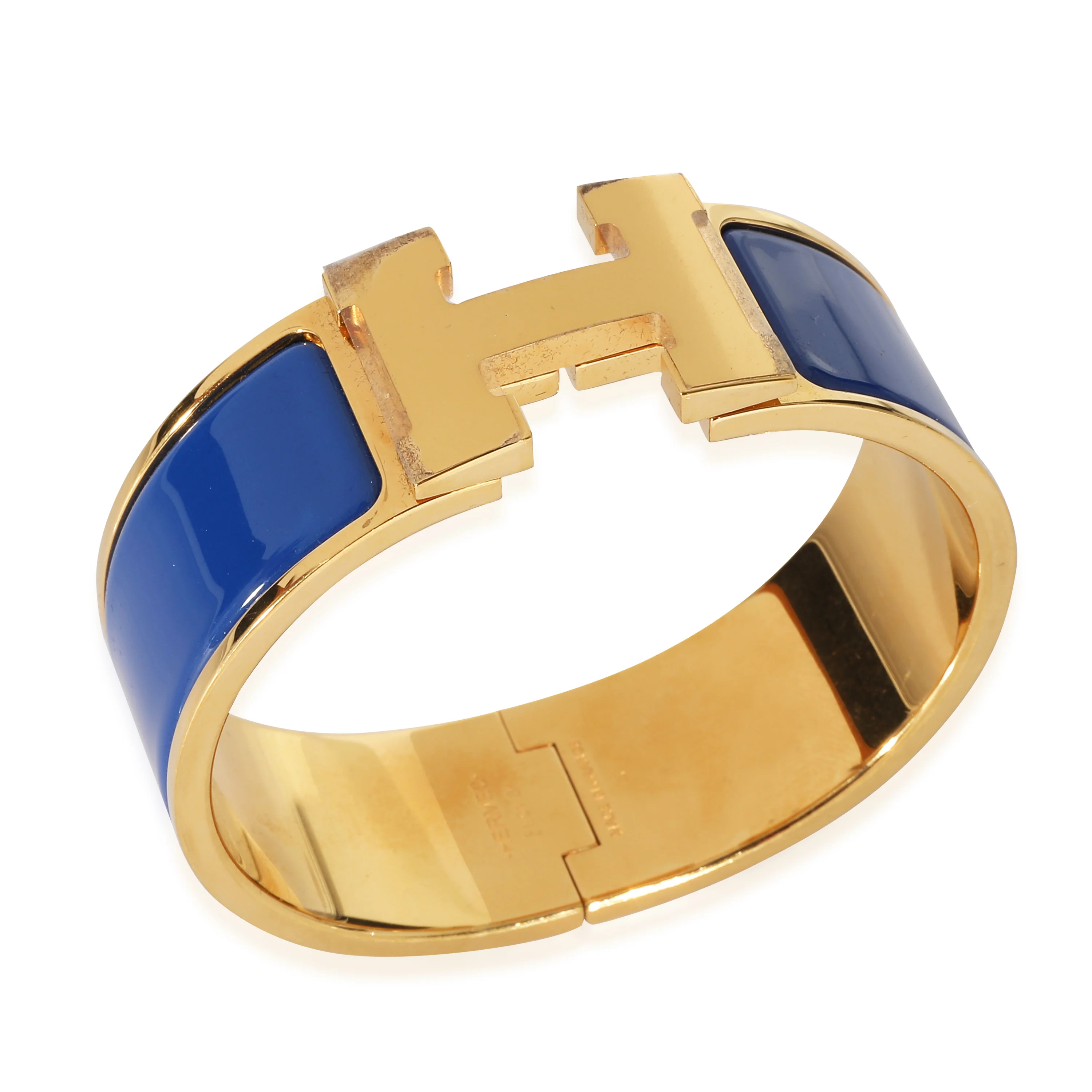 Hermès Gold Plated Ultramarine Blue Clic Clac H Bracelet - Image 4