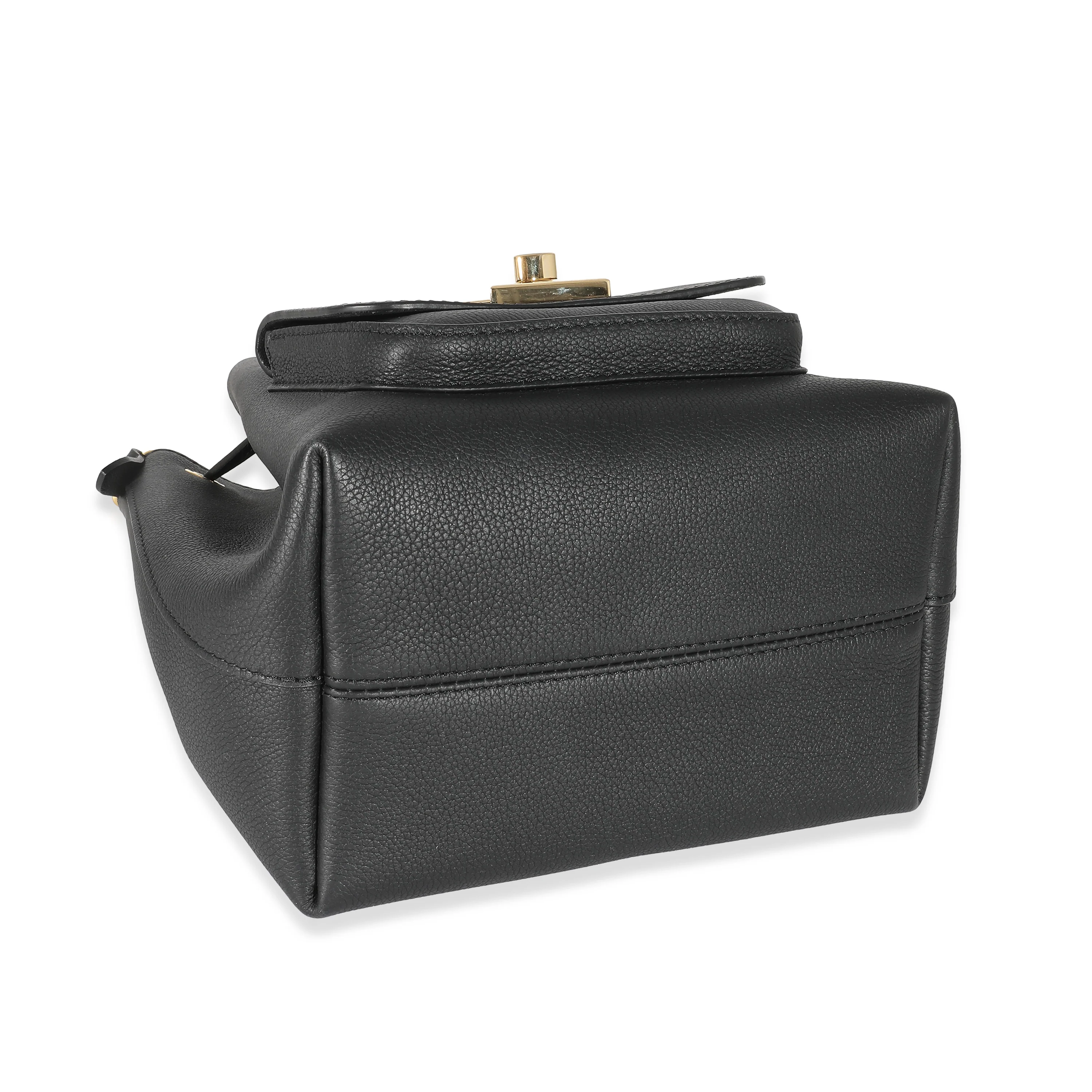 Louis Vuitton Black Calfskin Lockme Bucket MM - Image 4
