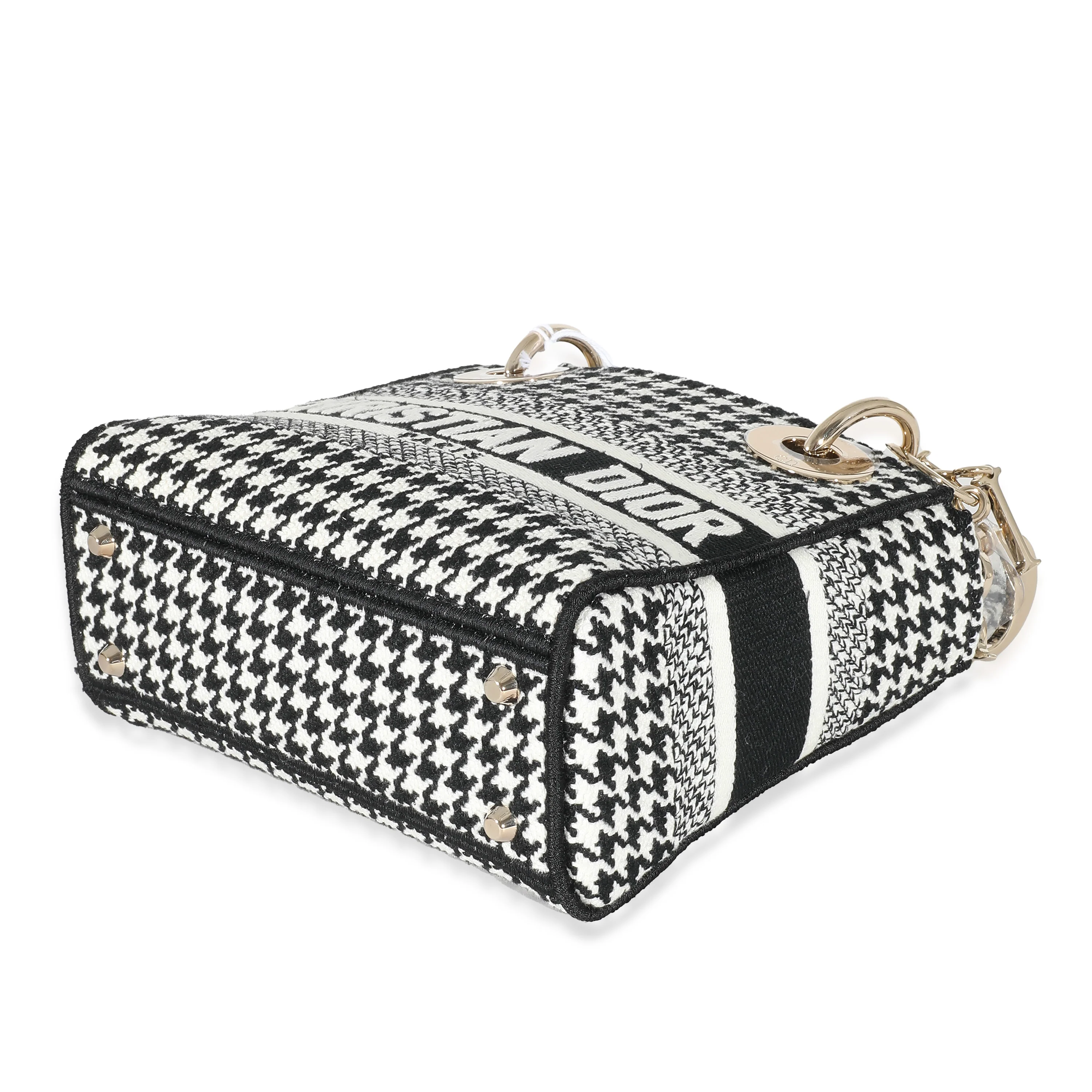 Christian Dior Black White Houndstooth Canvas Mini Lady D-Lite - Image 6