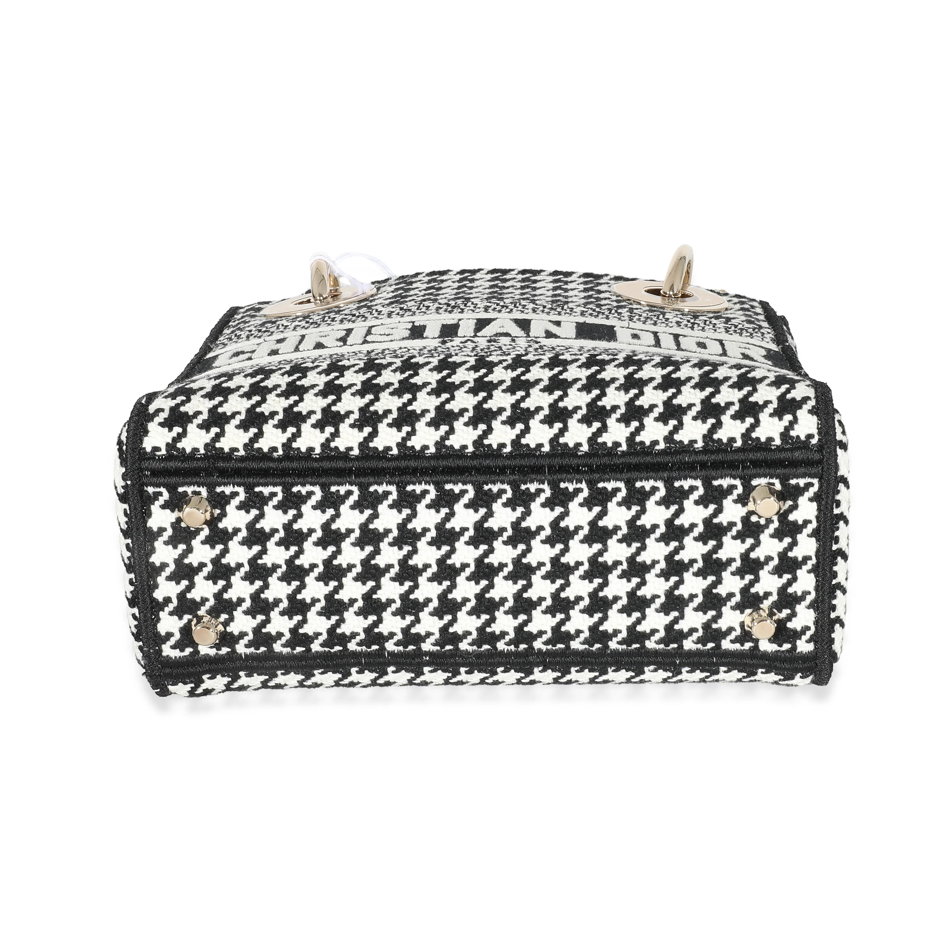 Christian Dior Black White Houndstooth Canvas Mini Lady D-Lite - Image 7