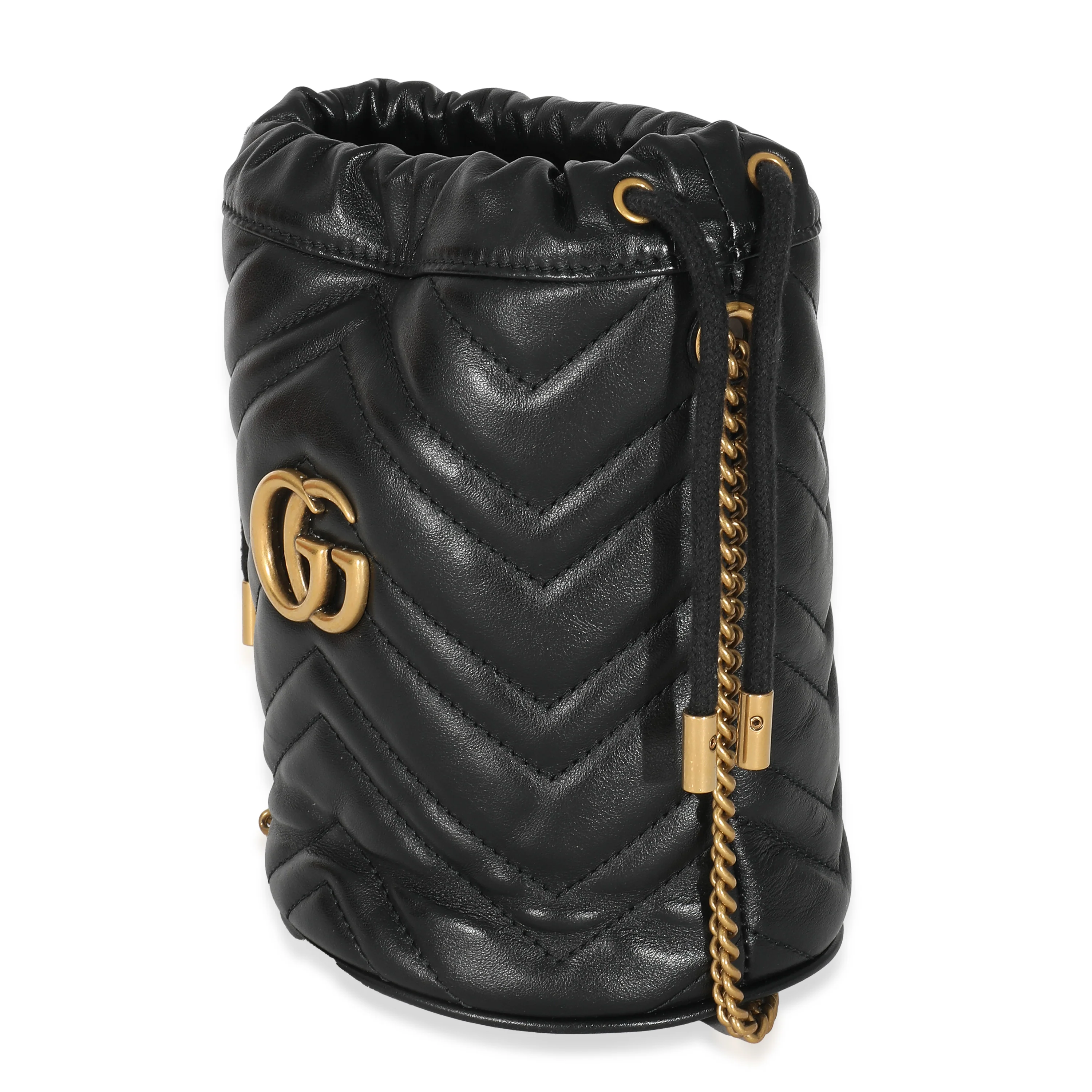 Gucci Black Calfskin Matelasse Mini GG Marmont 2.0 Bucket Bag - Image 5