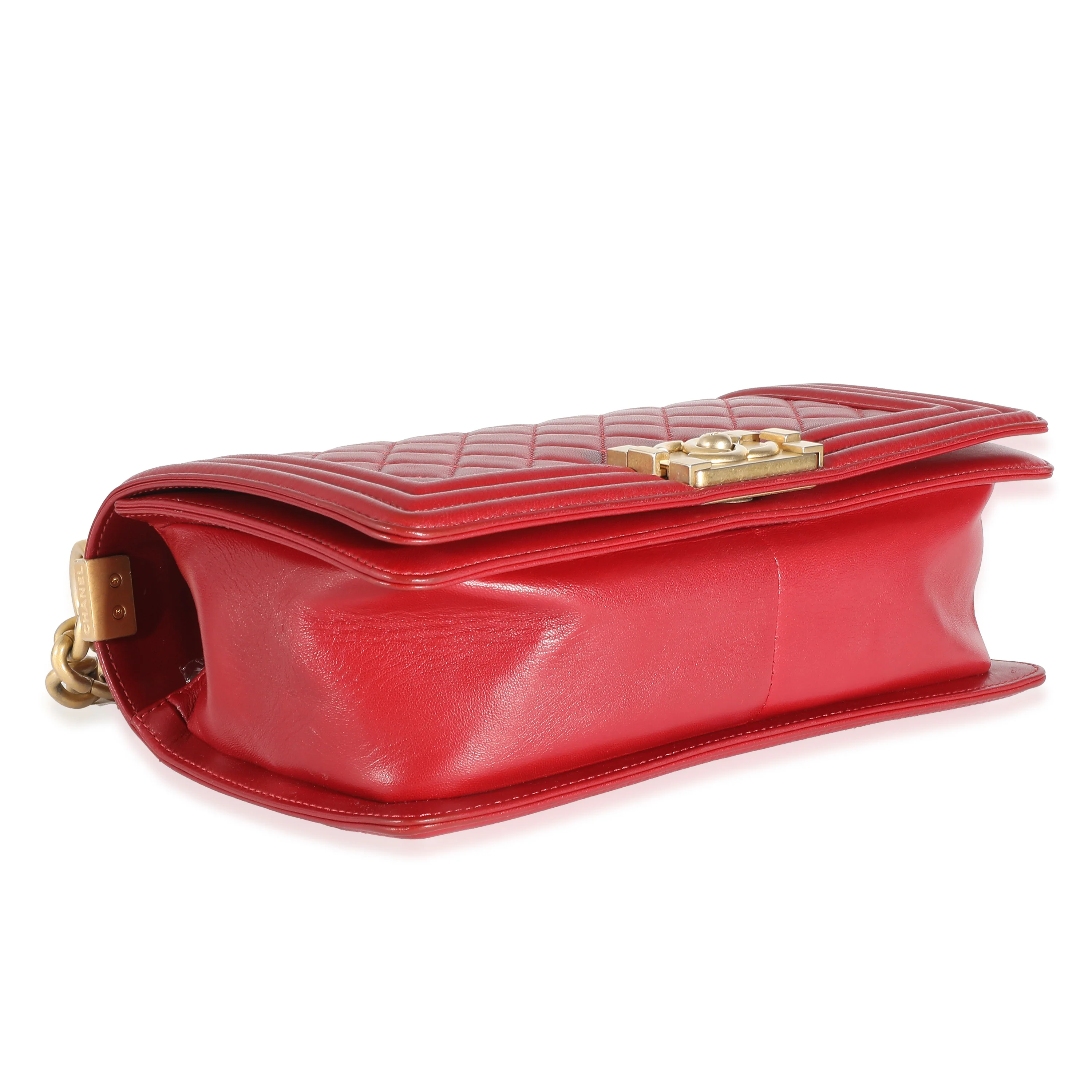 Chanel Red Quilted Lambskin Medium Boy Bag - Image 6