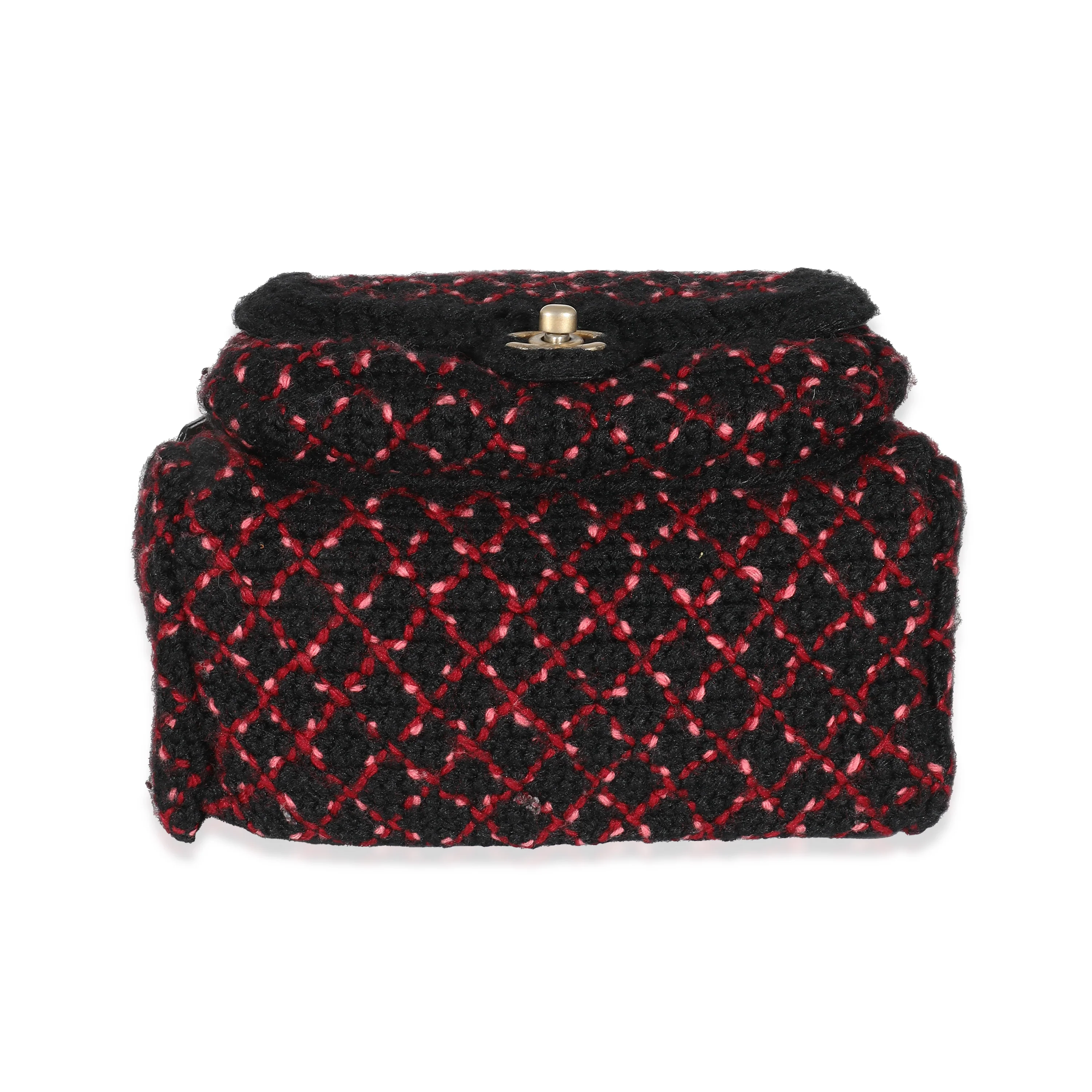 Chanel Pink Black Knit Tweed CC Mini Pocket Backpack - Image 4