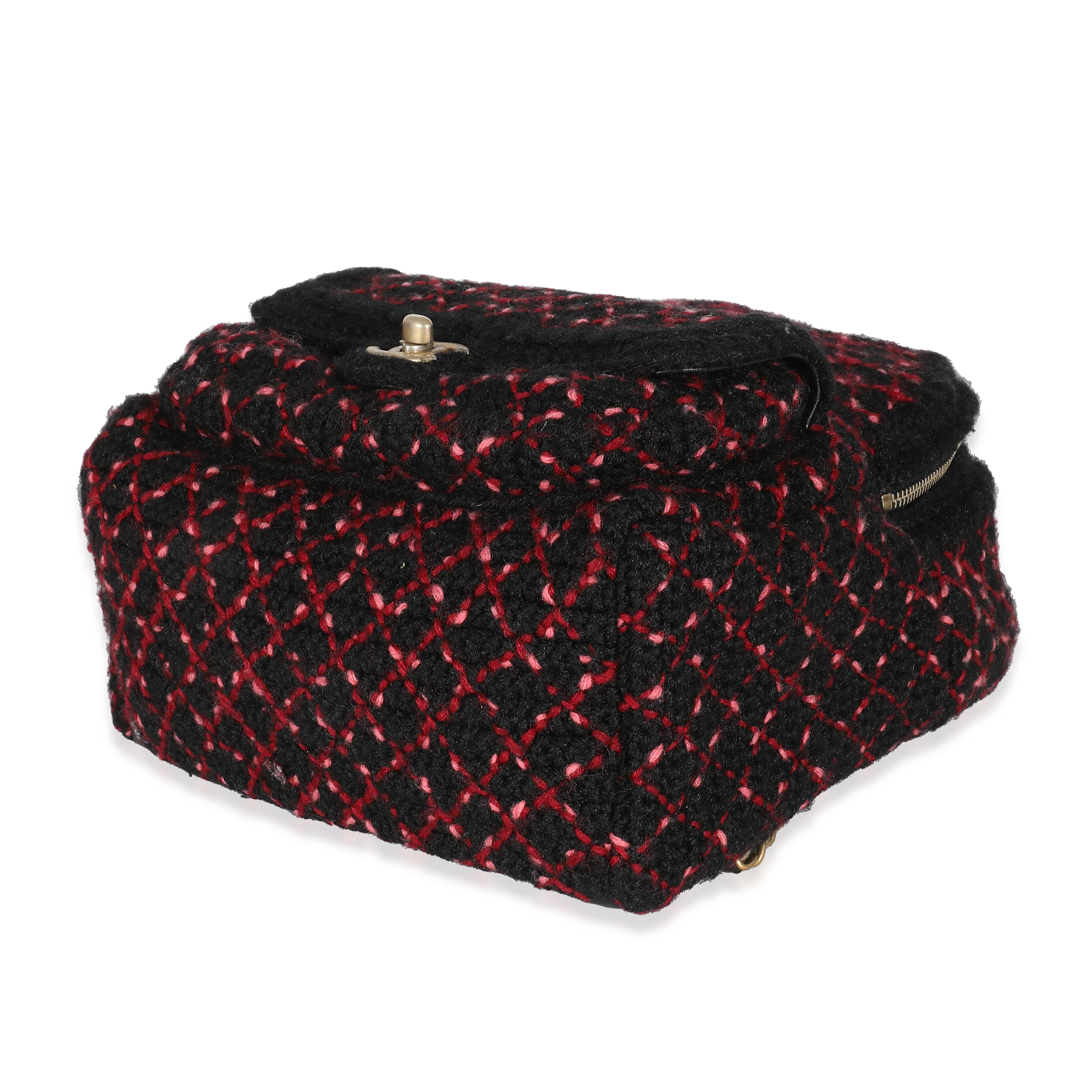 Chanel Pink Black Knit Tweed CC Mini Pocket Backpack - Image 6