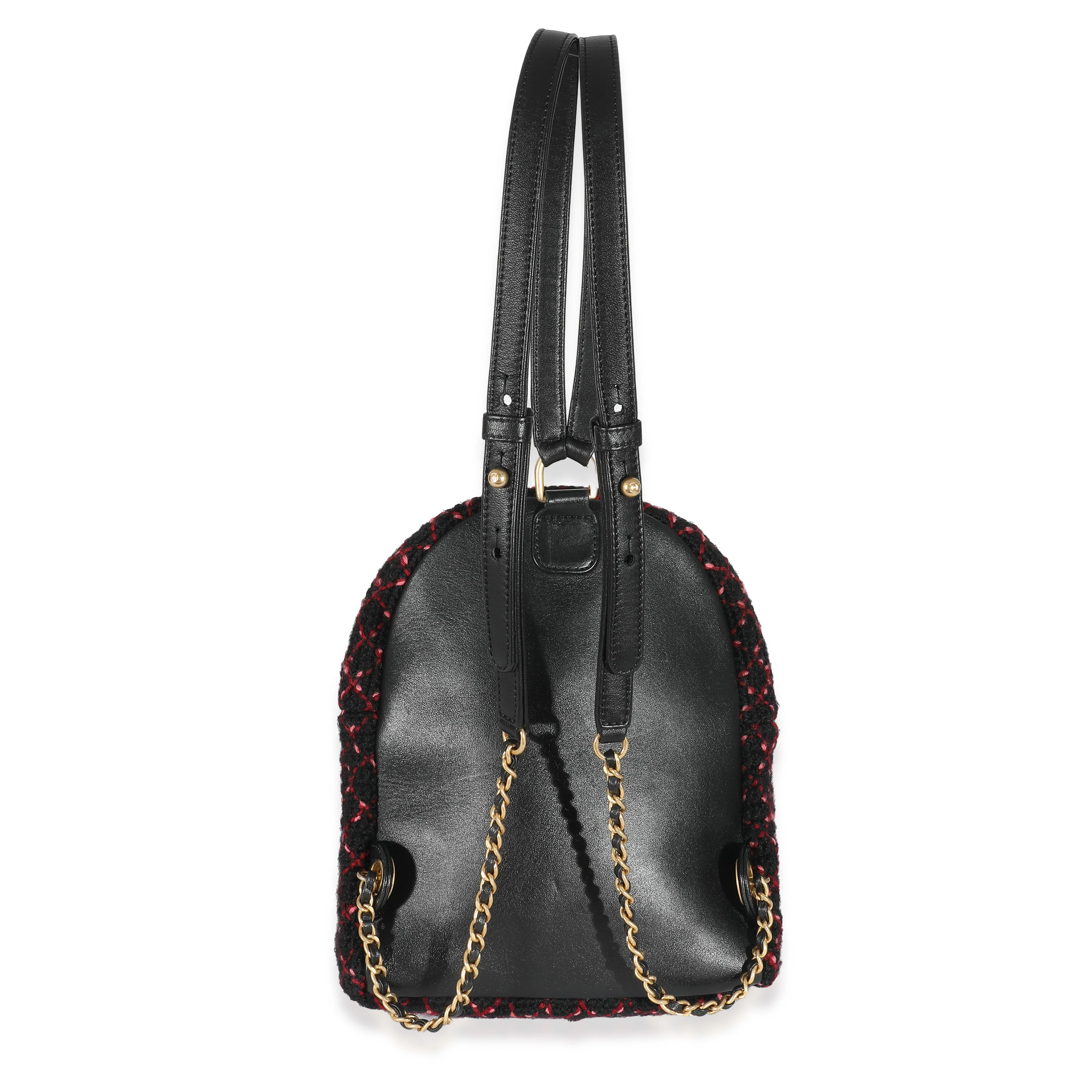 Chanel Pink Black Knit Tweed CC Mini Pocket Backpack - Image 7