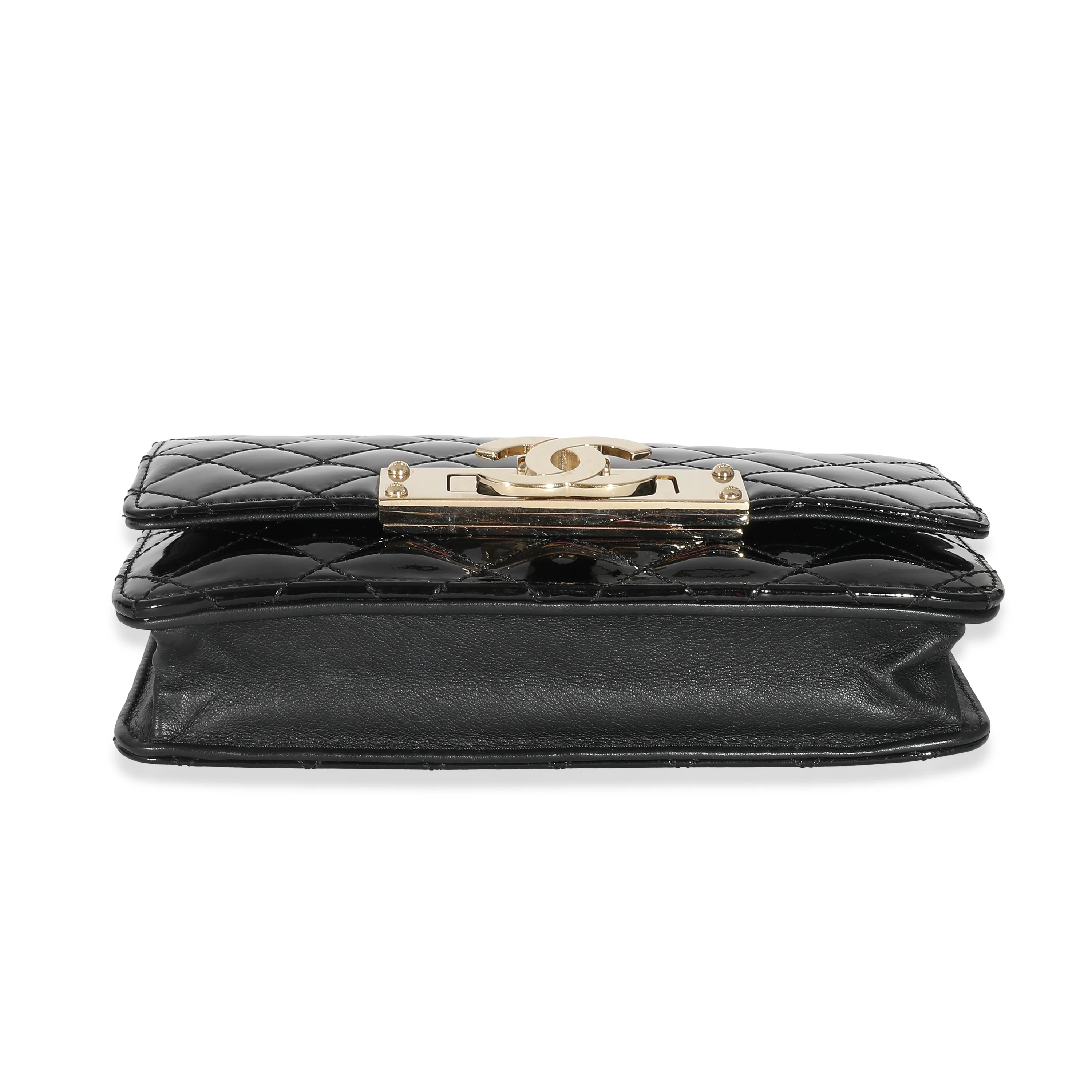 Chanel Black Quilted Patent Golden Class Wallet On Chain - Image 4