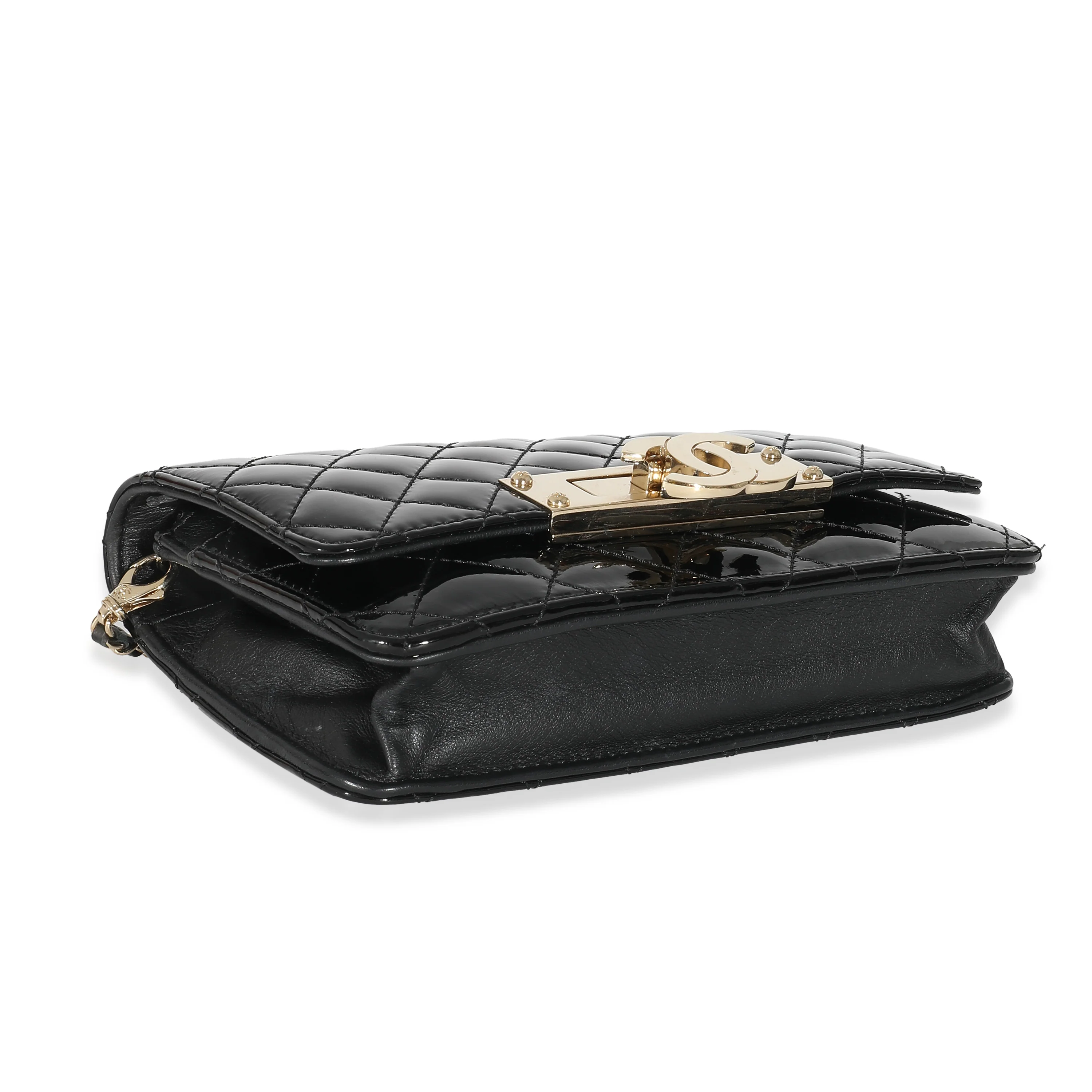 Chanel Black Quilted Patent Golden Class Wallet On Chain - Image 5