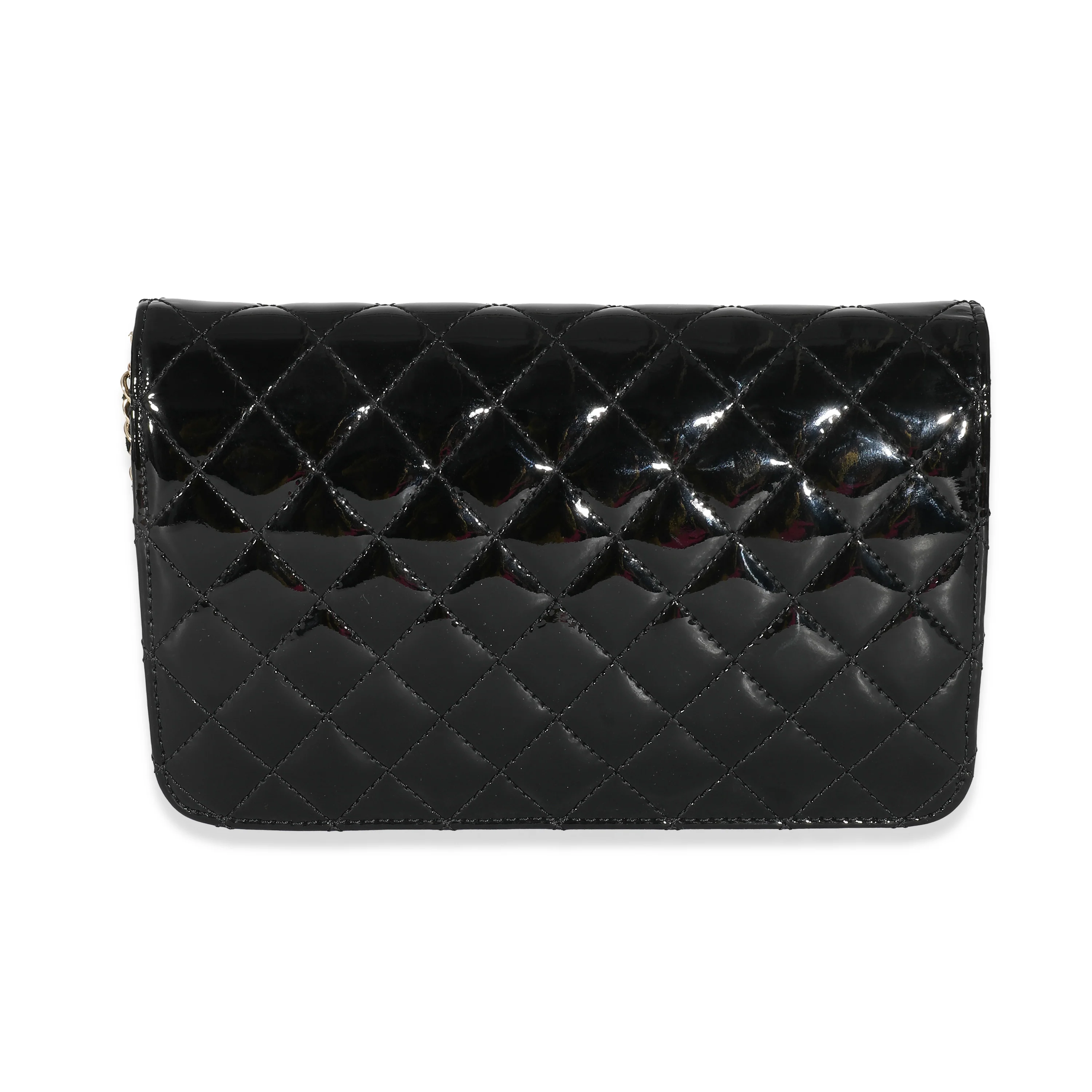 Chanel Black Quilted Patent Golden Class Wallet On Chain - Image 7