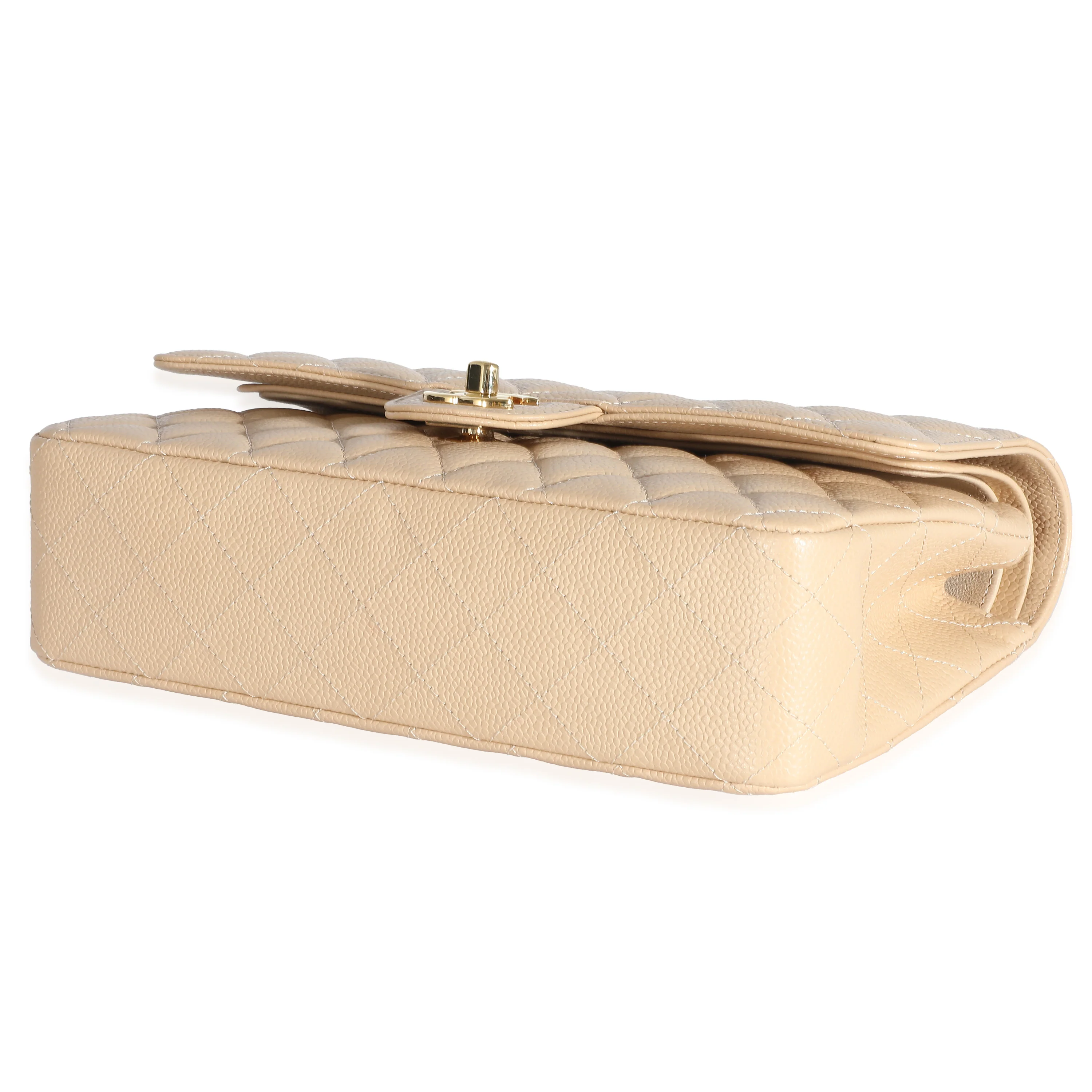 Chanel Beige Quilted Caviar Medium Classic Double Flap Bag - Image 5