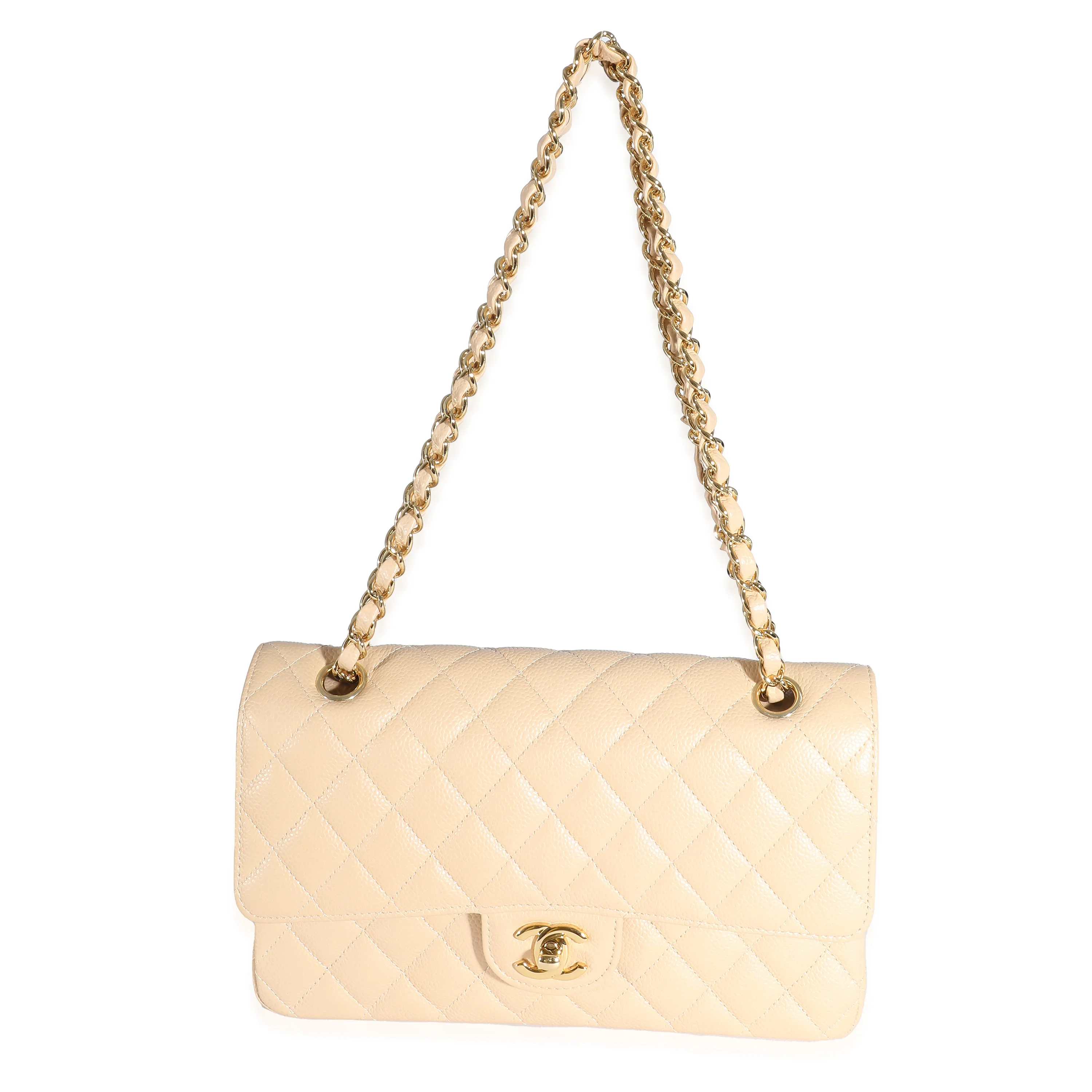 Chanel Beige Quilted Caviar Medium Classic Double Flap Bag - Image 6