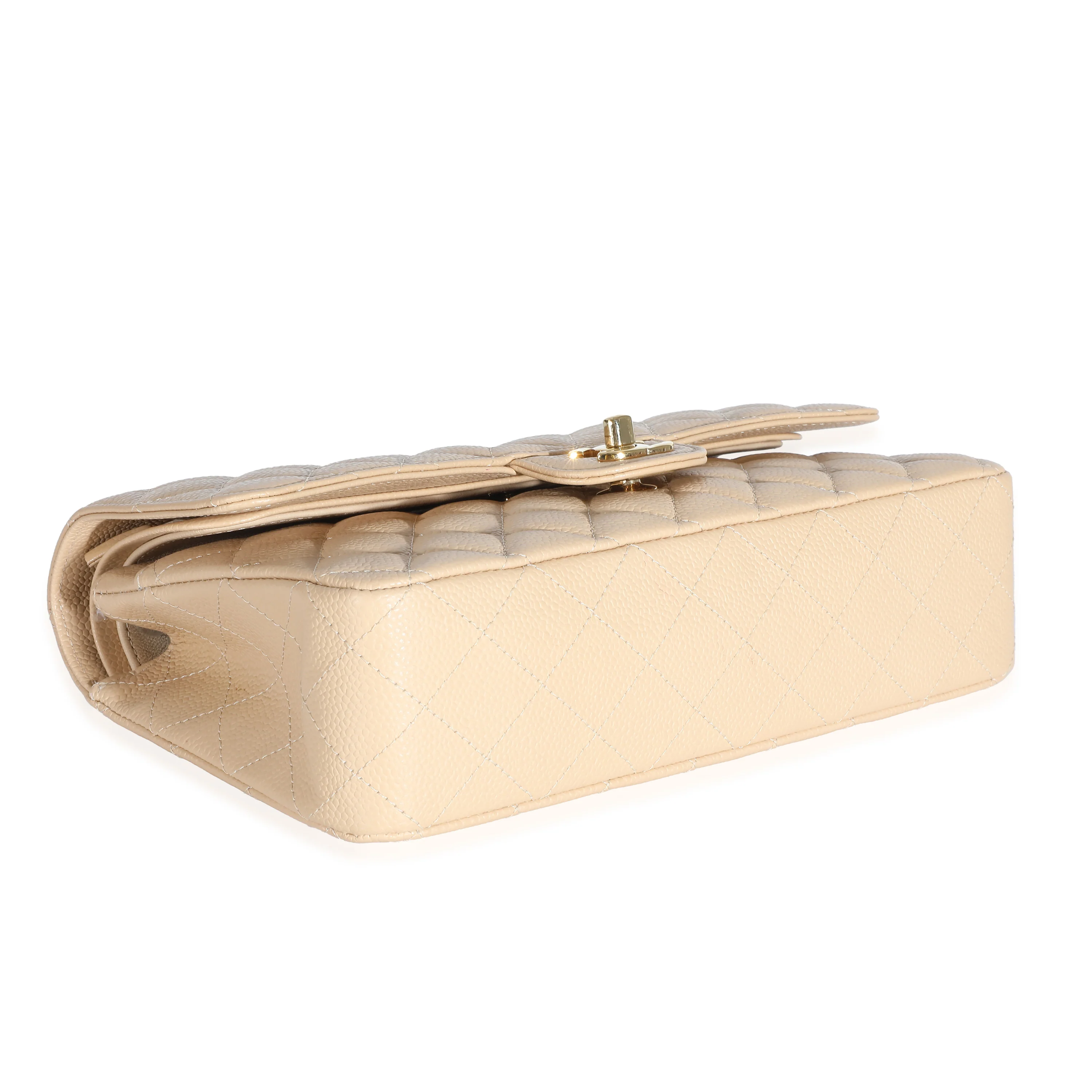 Chanel Beige Quilted Caviar Medium Classic Double Flap Bag - Image 7