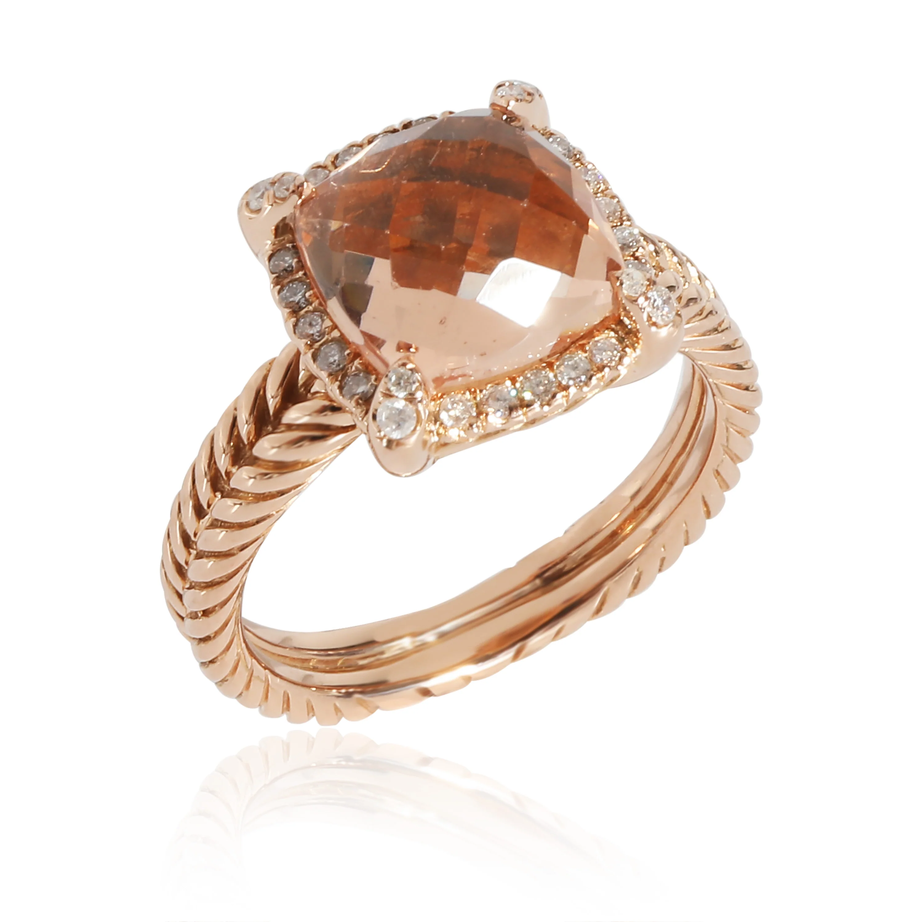 Chatelaine Morganite Diamond Ring in 18K Rose Gold 0.15 CTW - Image 3