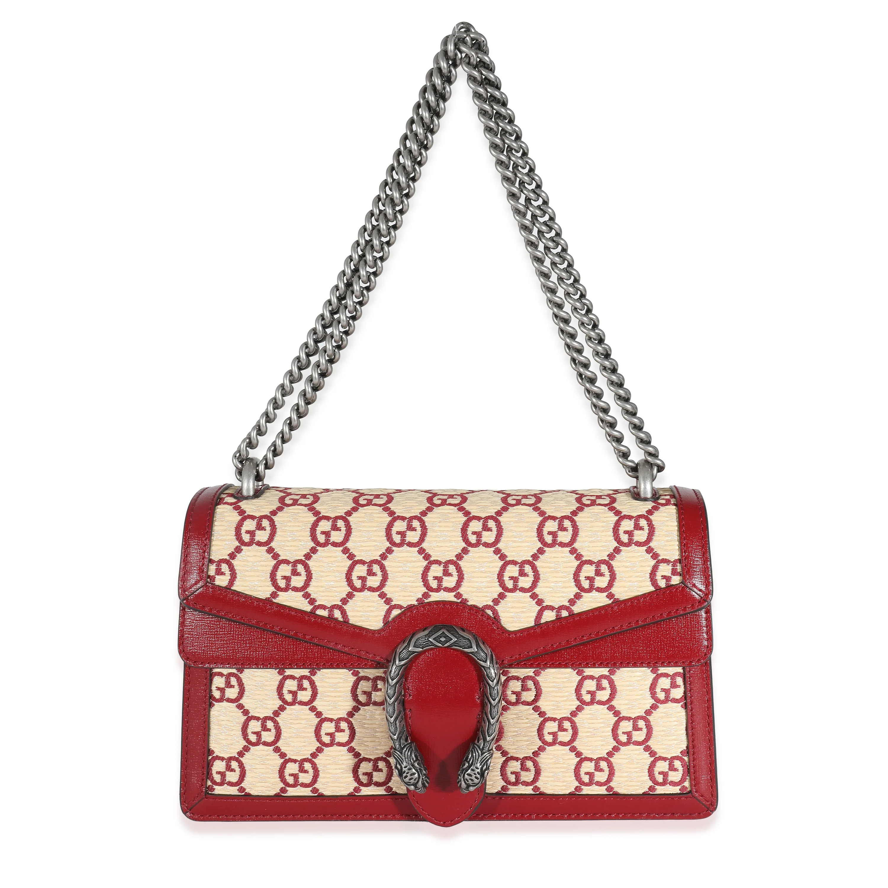 Natural Red Straw Azalea Calfskin GG Monogram Small Dionysus Bag - Image 8