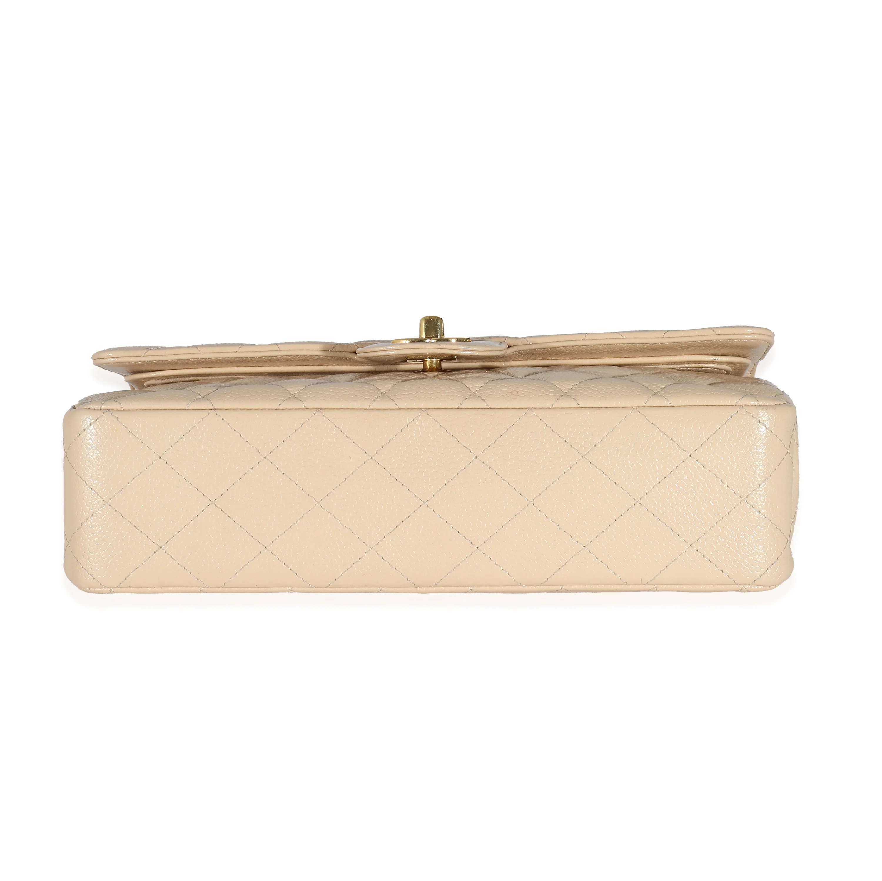 Chanel Beige Quilted Caviar Medium Classic Double Flap Bag - Image 4