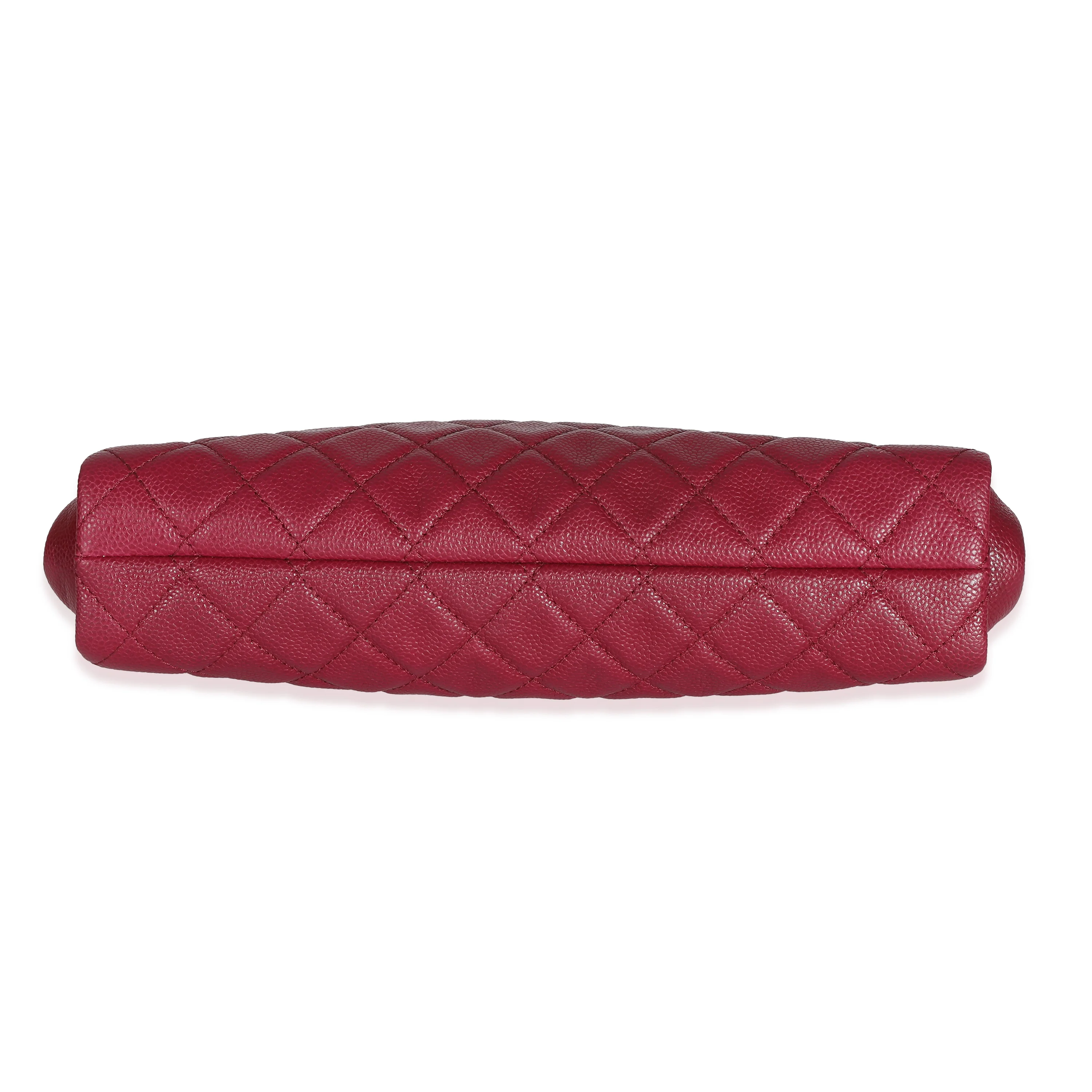 Dark Pink Quilted Caviar CC Timeless Frame Clutch - Image 5