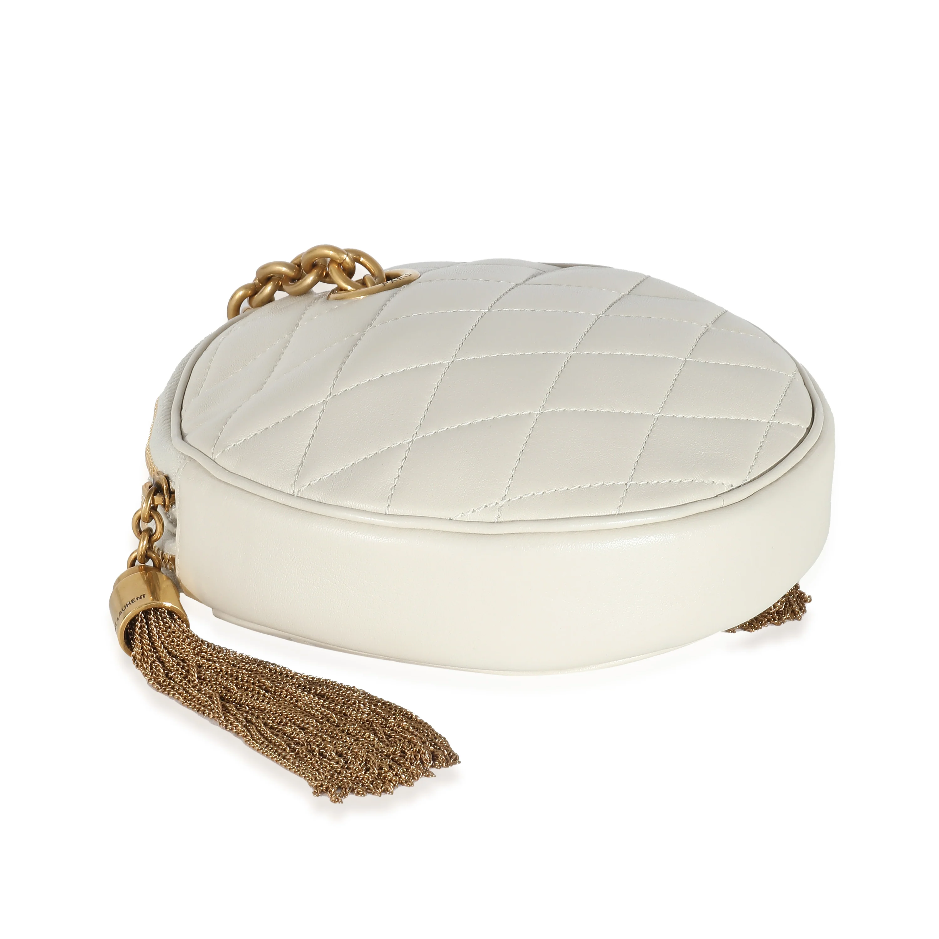 Crema Soft Quilted Lambskin Le Maillon Round Tassel Chain Bag - Image 6