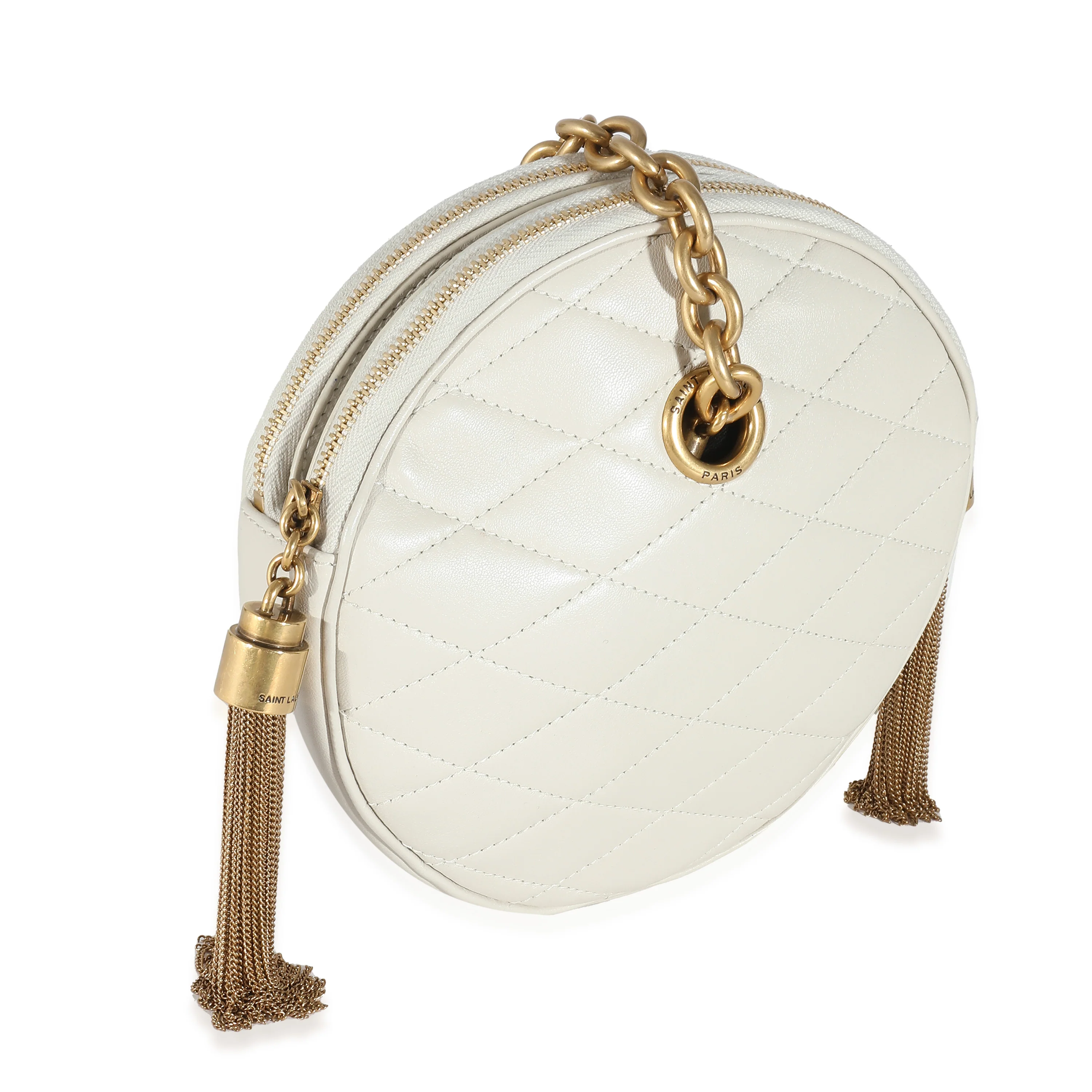Crema Soft Quilted Lambskin Le Maillon Round Tassel Chain Bag - Image 8