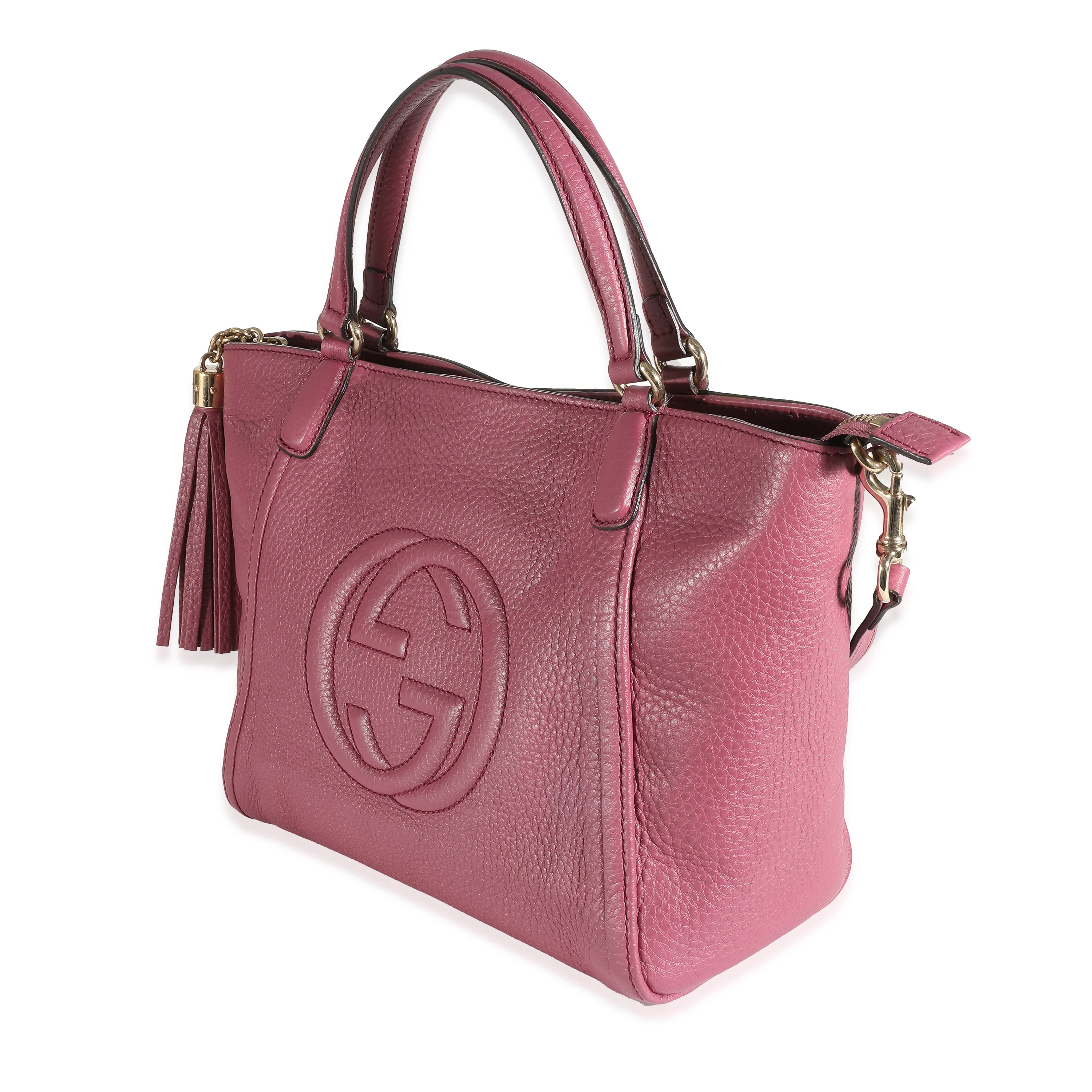 Gucci Purple Pebbled Leather Soho Cellarius Tote - Image 2