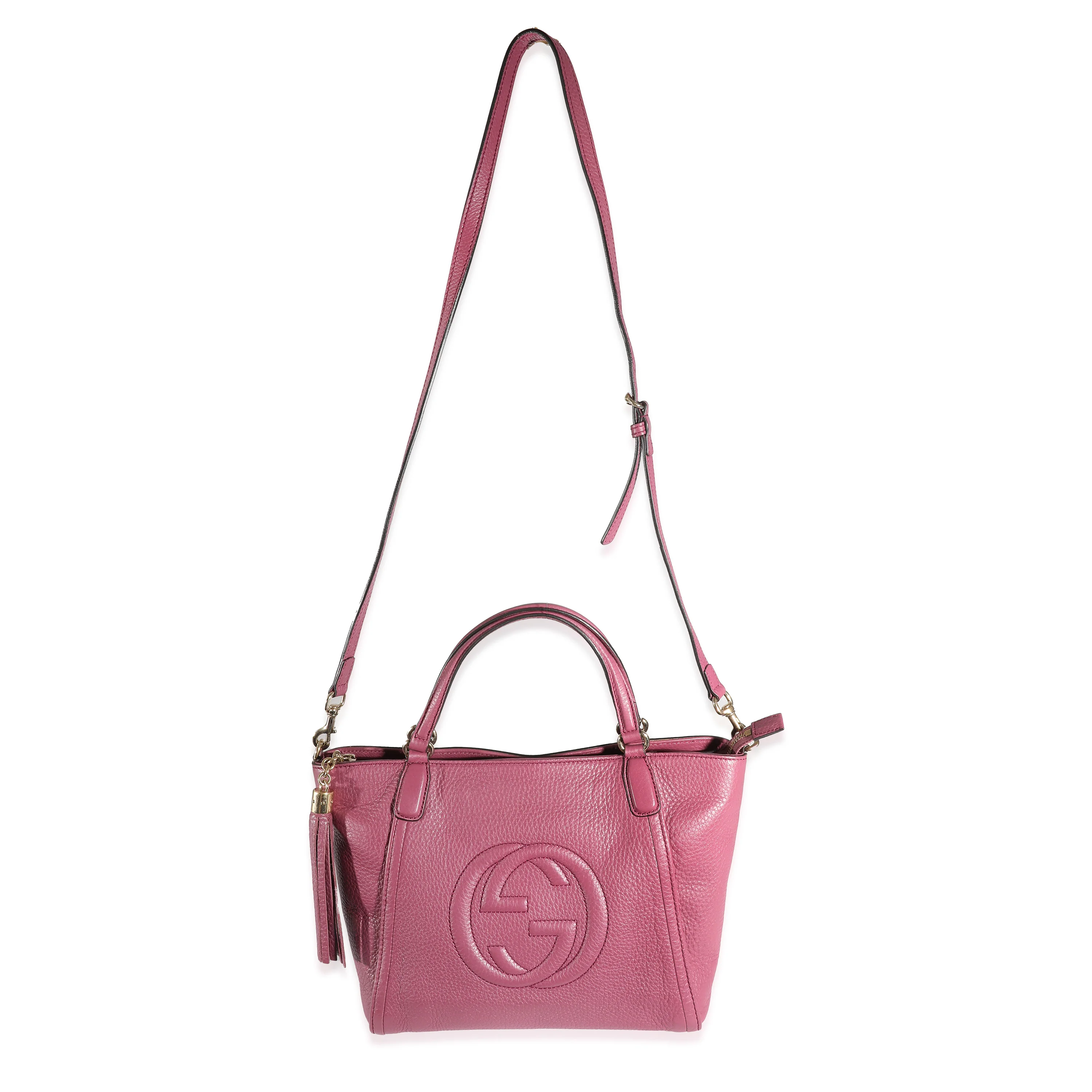 Gucci Purple Pebbled Leather Soho Cellarius Tote - Image 5