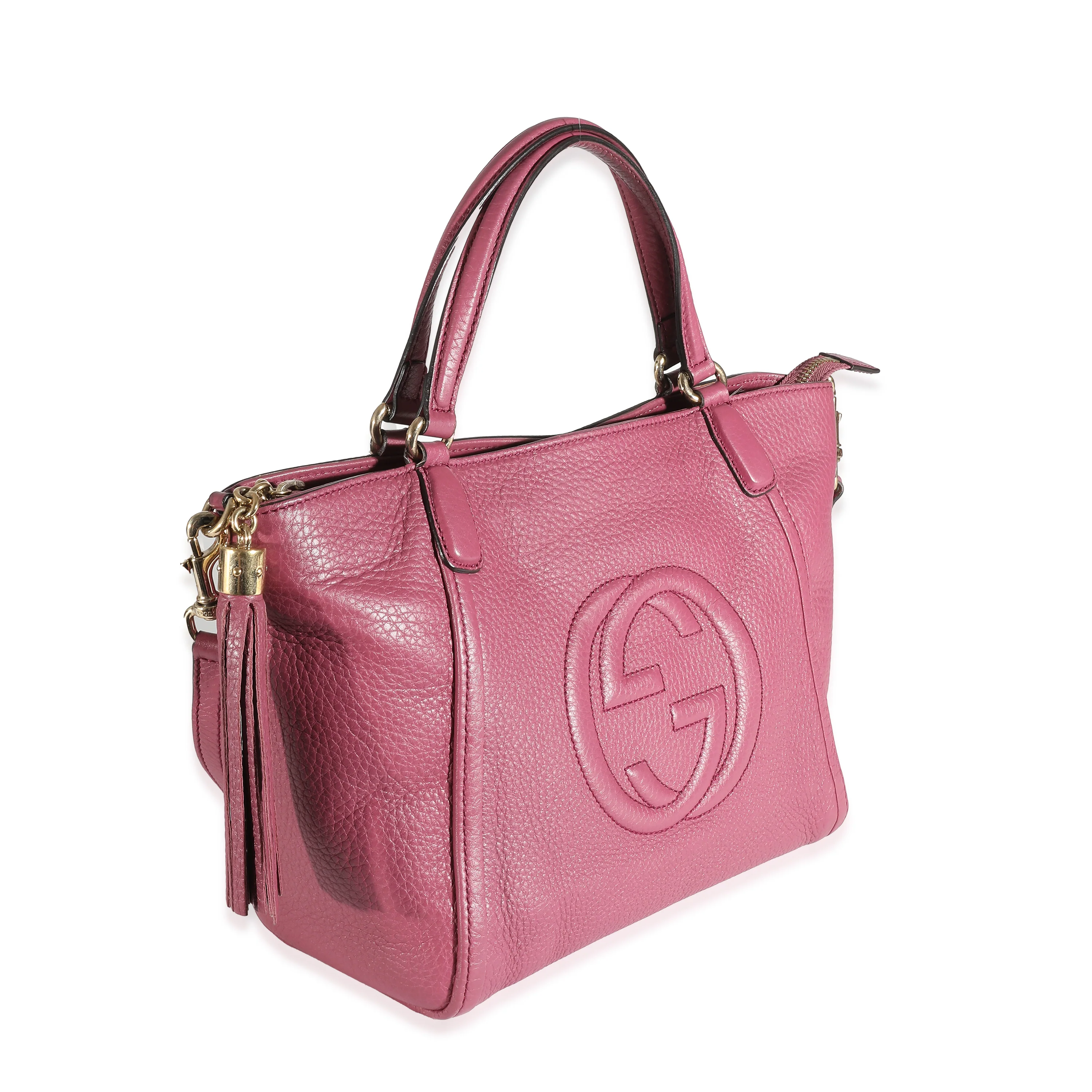 Gucci Purple Pebbled Leather Soho Cellarius Tote - Image 8