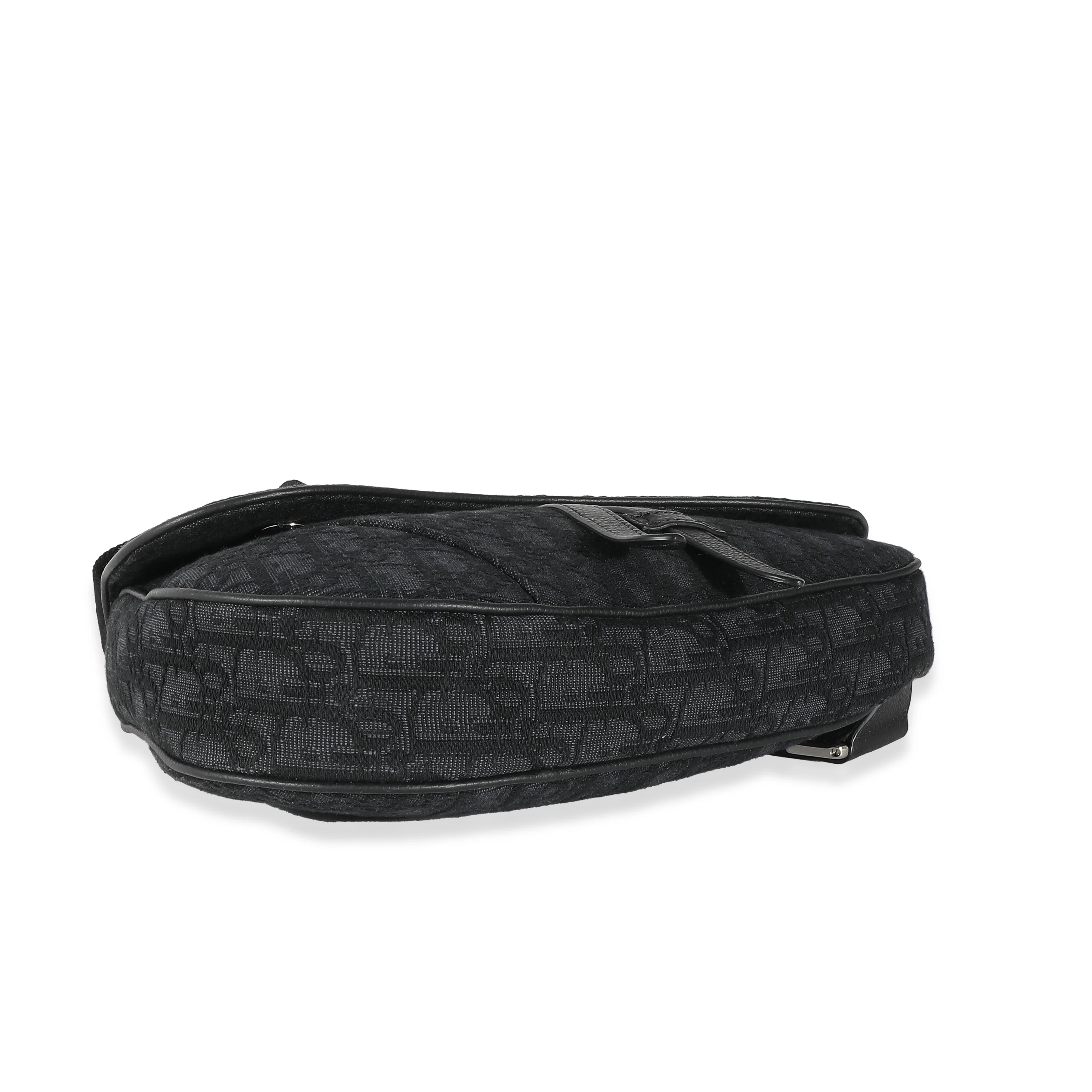 Dior Black Oblique Jacquard Saddle Bag - Image 6