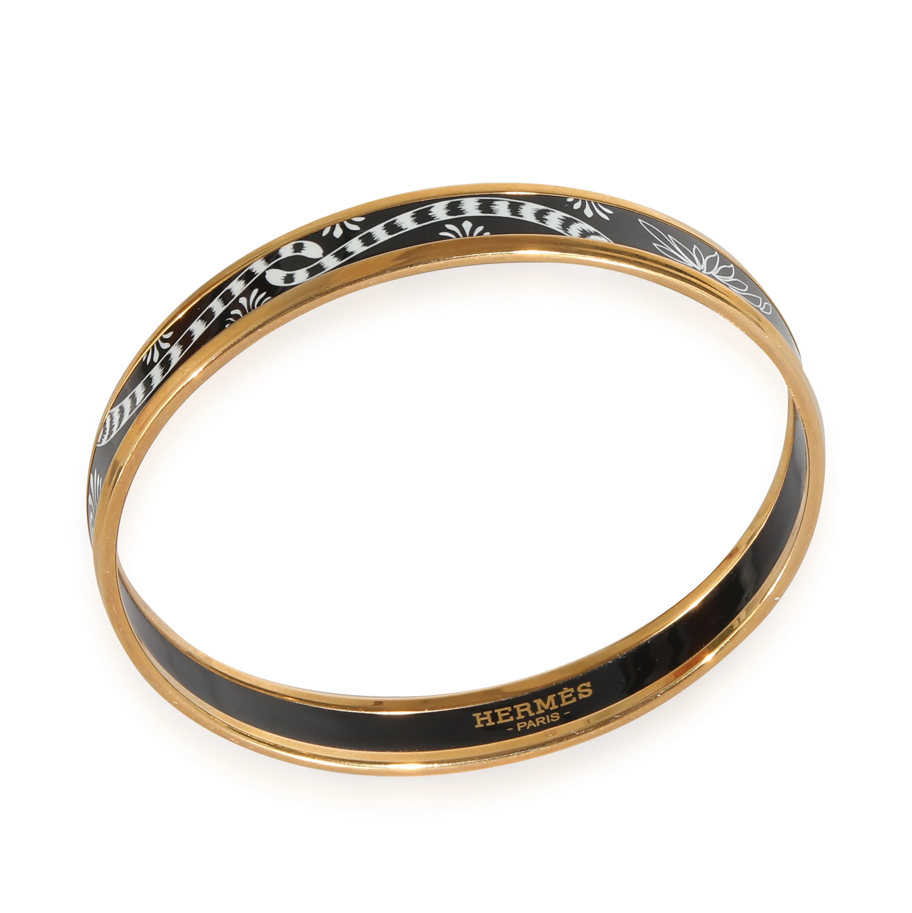 Hermès Plated Narrow Enamel Les Leopards Bangle (62MM) - Image 3