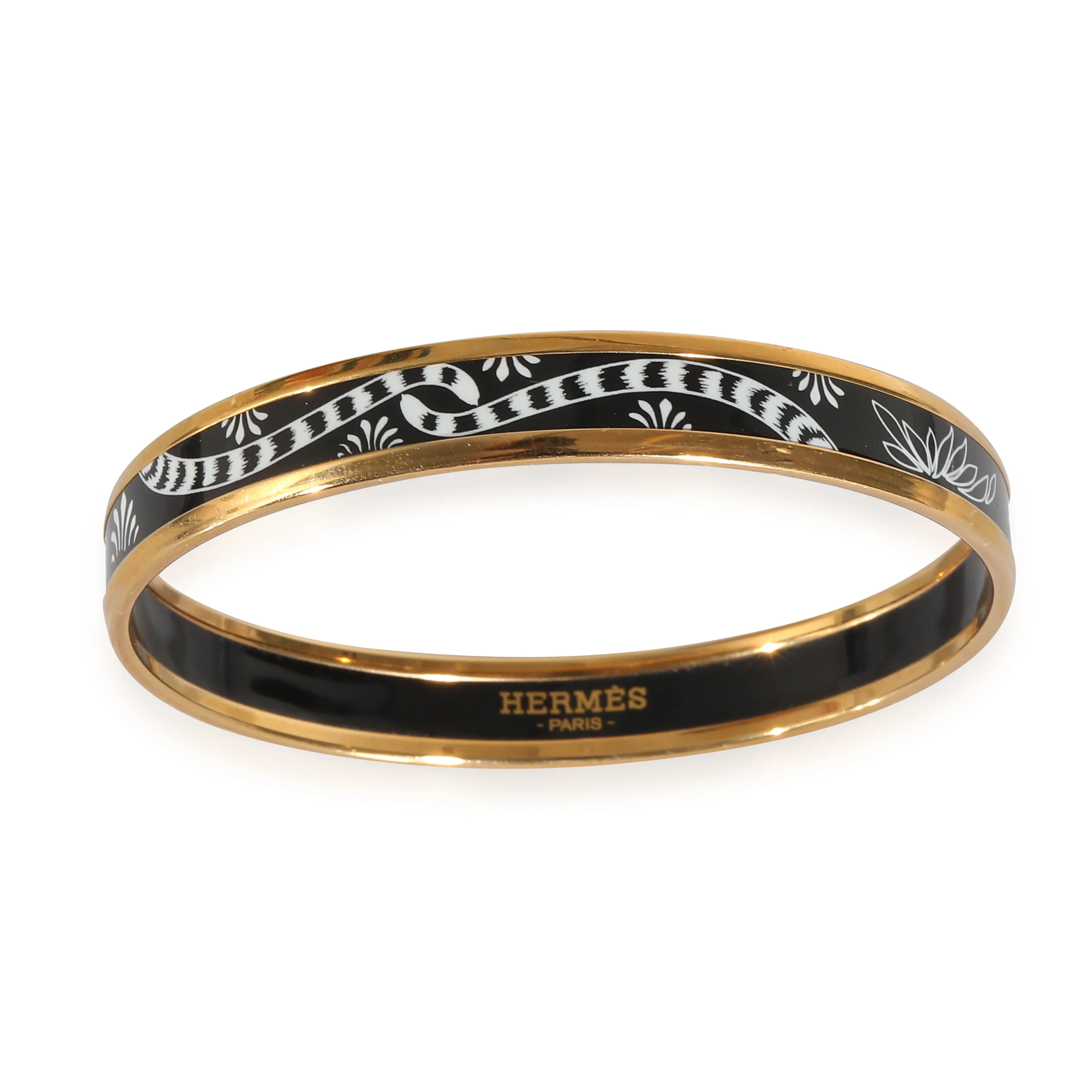 Hermès Plated Narrow Enamel Les Leopards Bangle (62MM) - Image 4