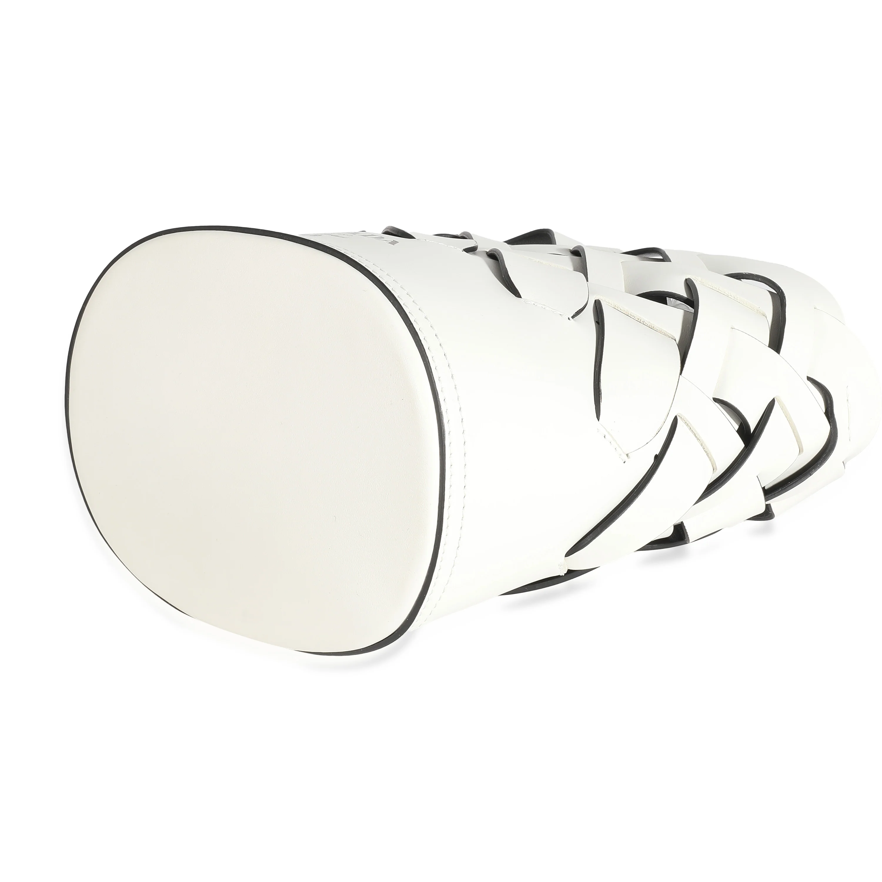 White Vitello Intrecciato Tress Bucket Bag - Image 6