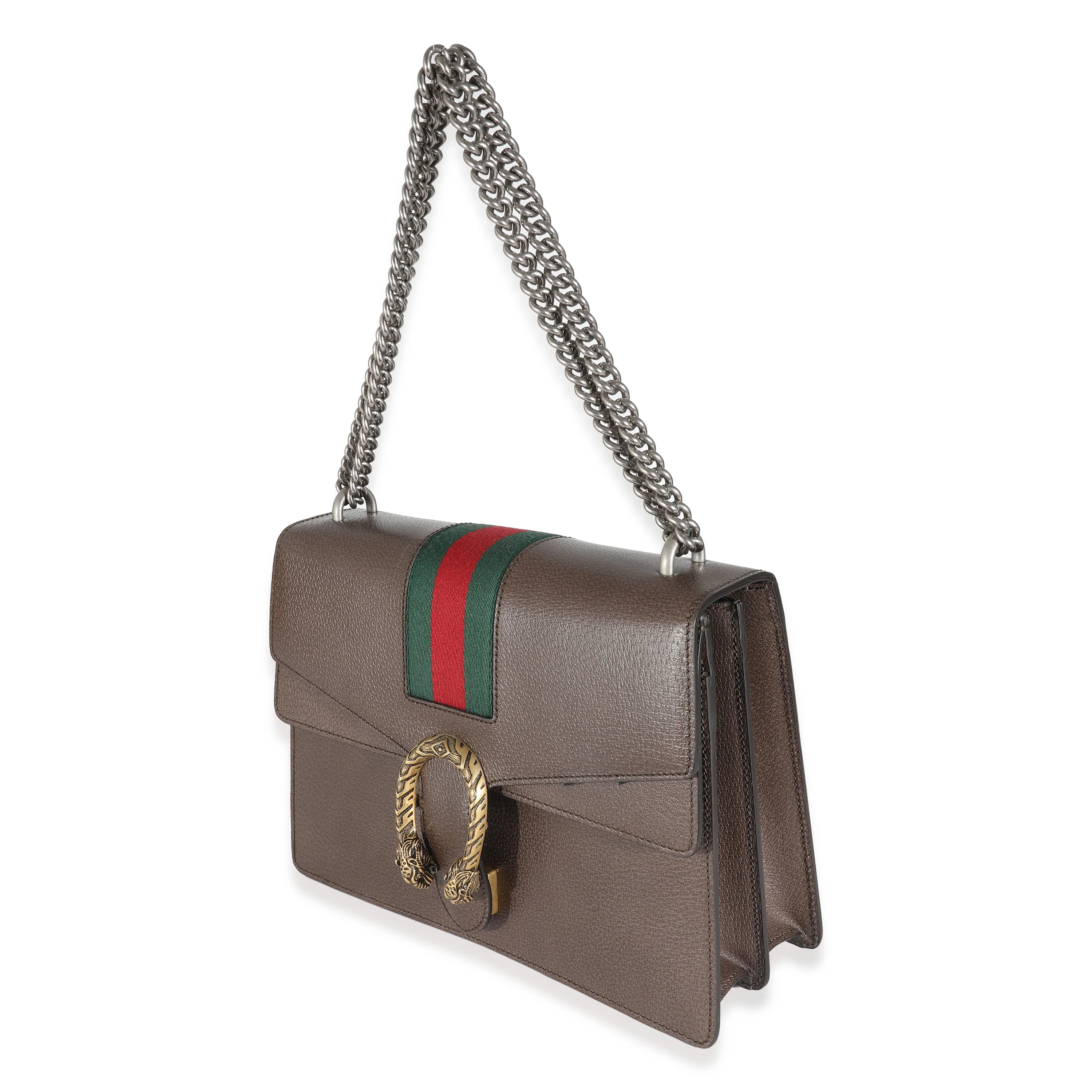 Brown Textured Calfskin Web Medium Dionysus - Image 2