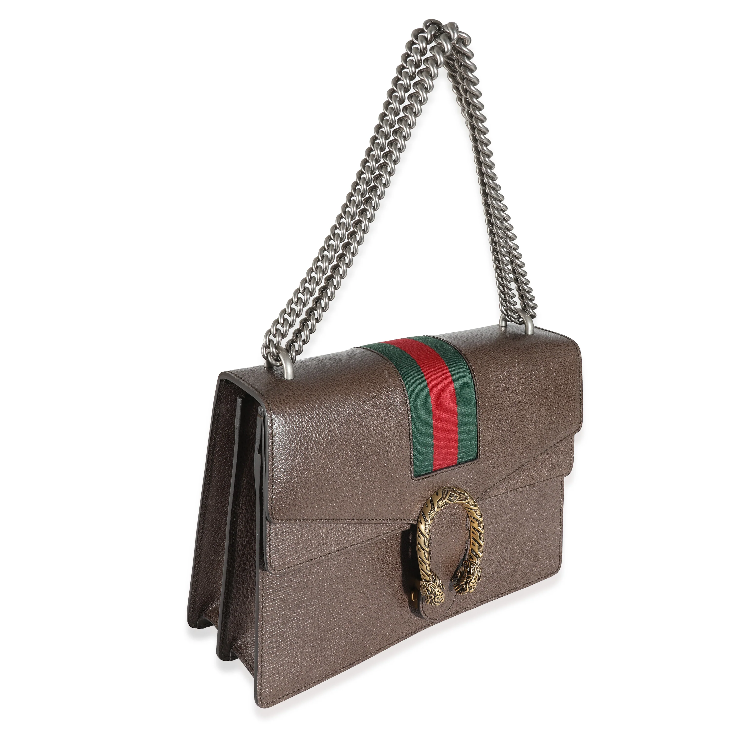 Brown Textured Calfskin Web Medium Dionysus - Image 7