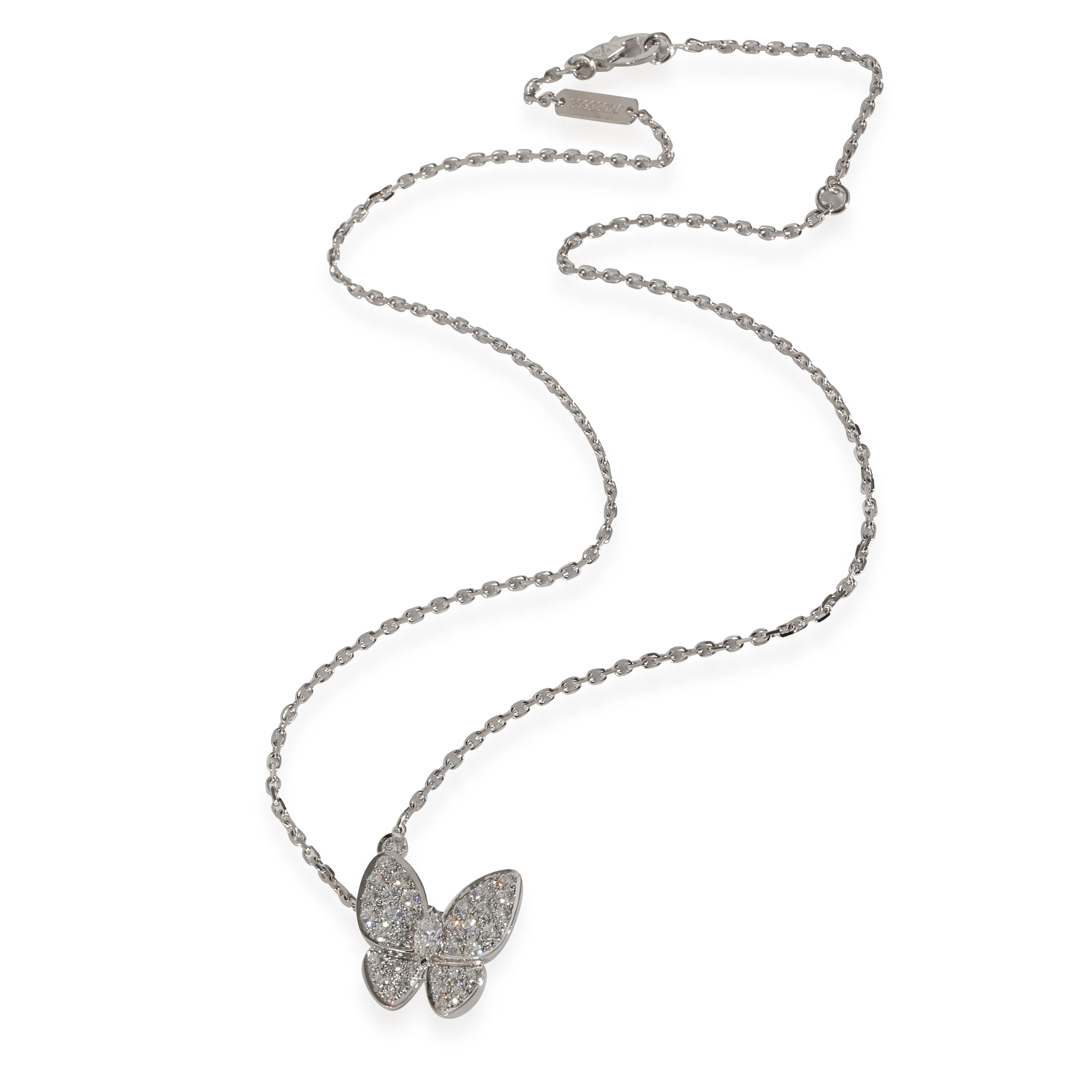 Two Butterfly Diamond Pendant in 18k White Gold 0.88 CTW - Image 2