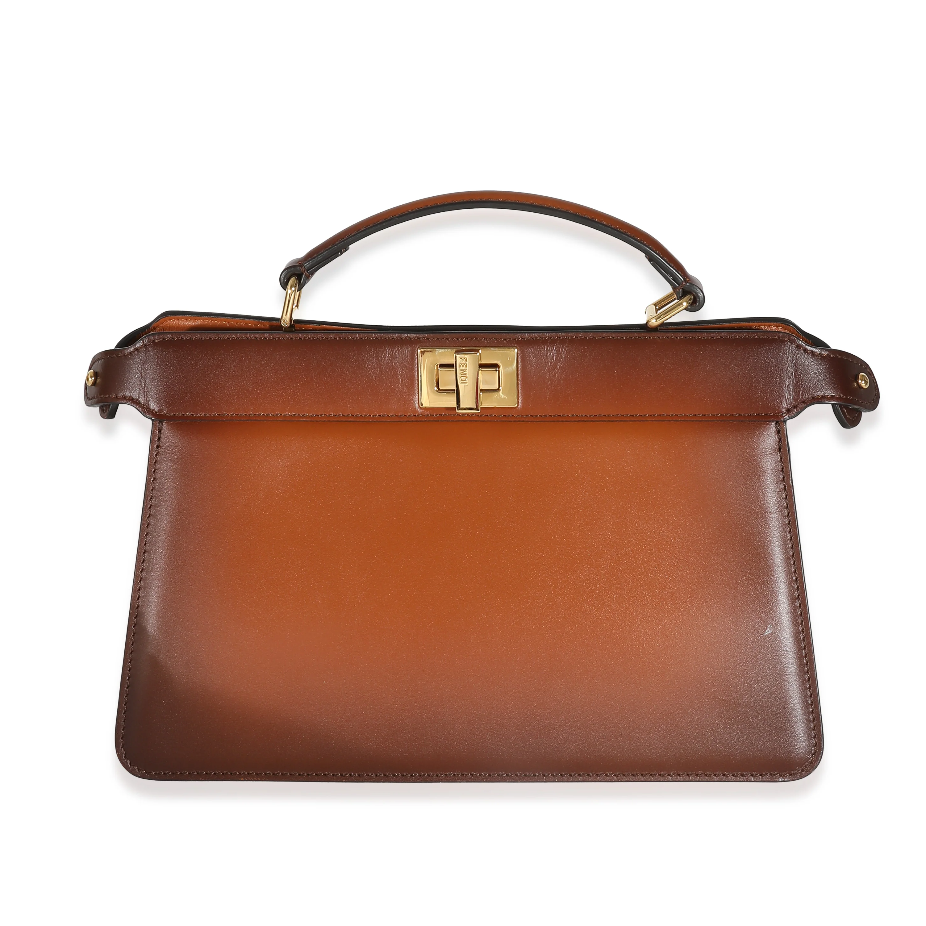Fendi Ombre Brown Vitello Medium Peekaboo I SEE U East West Satchel