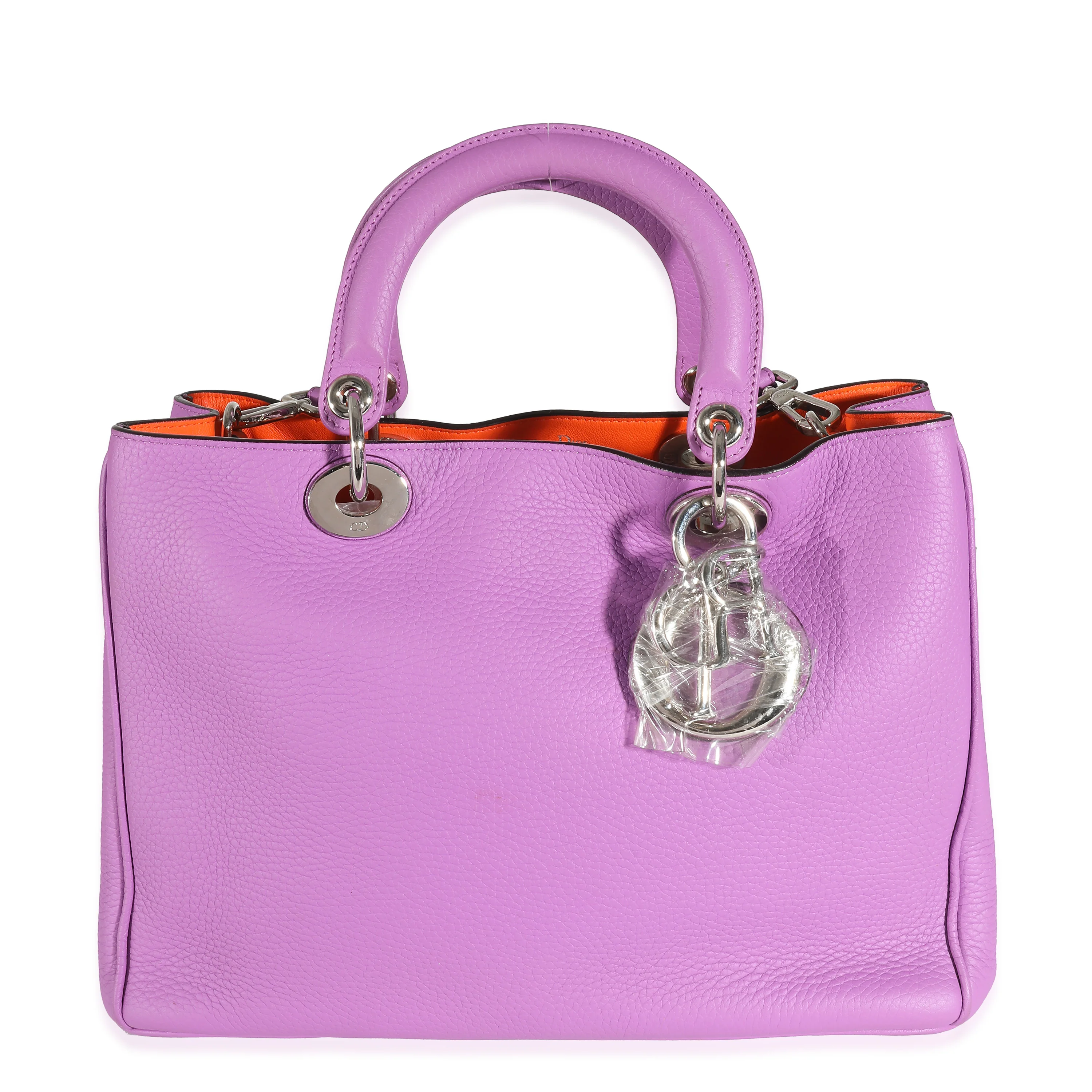 Christian Dior Purple Orange Bullcalf Medium Diorissimo Tote - Image 2