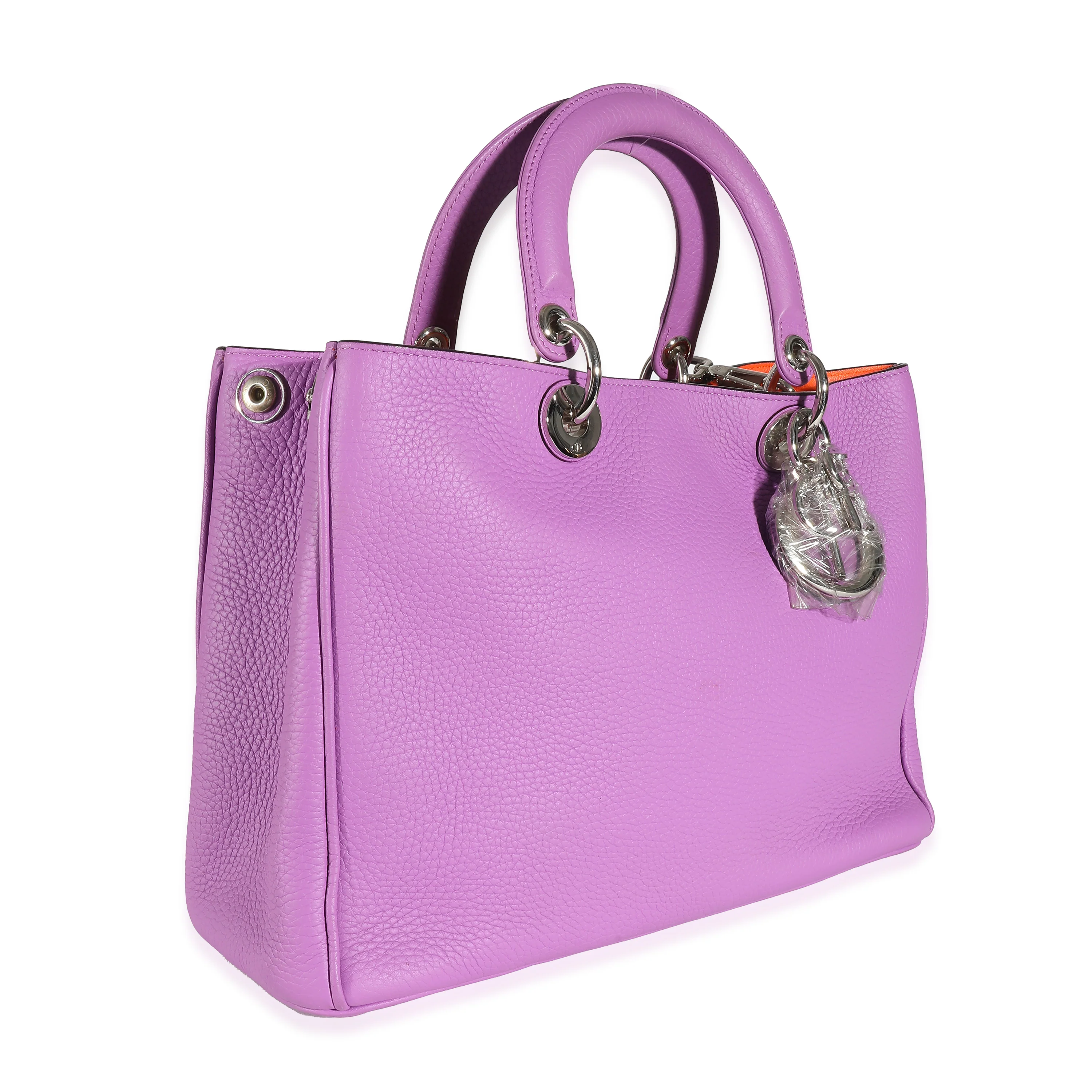 Christian Dior Purple Orange Bullcalf Medium Diorissimo Tote - Image 3