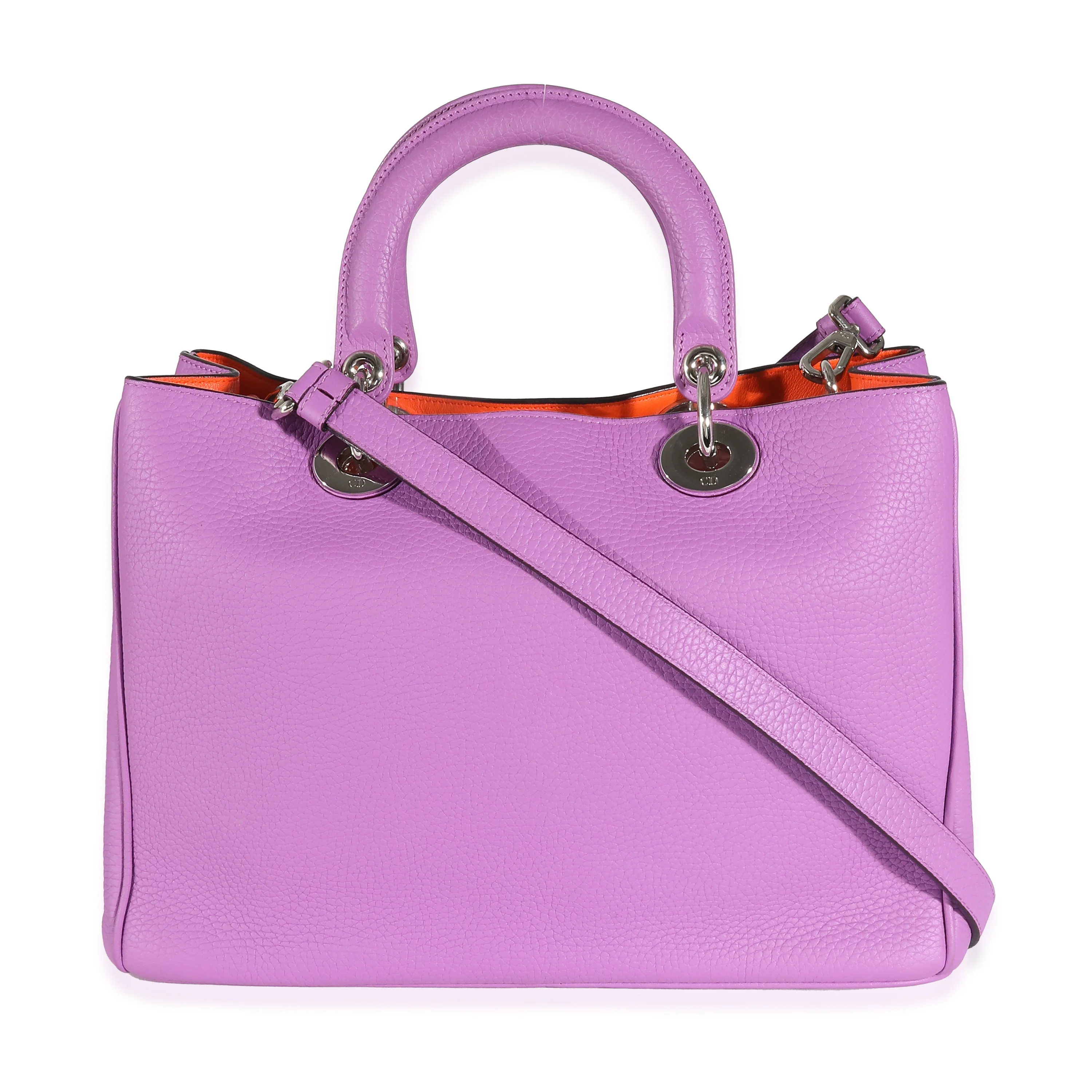 Christian Dior Purple Orange Bullcalf Medium Diorissimo Tote - Image 5