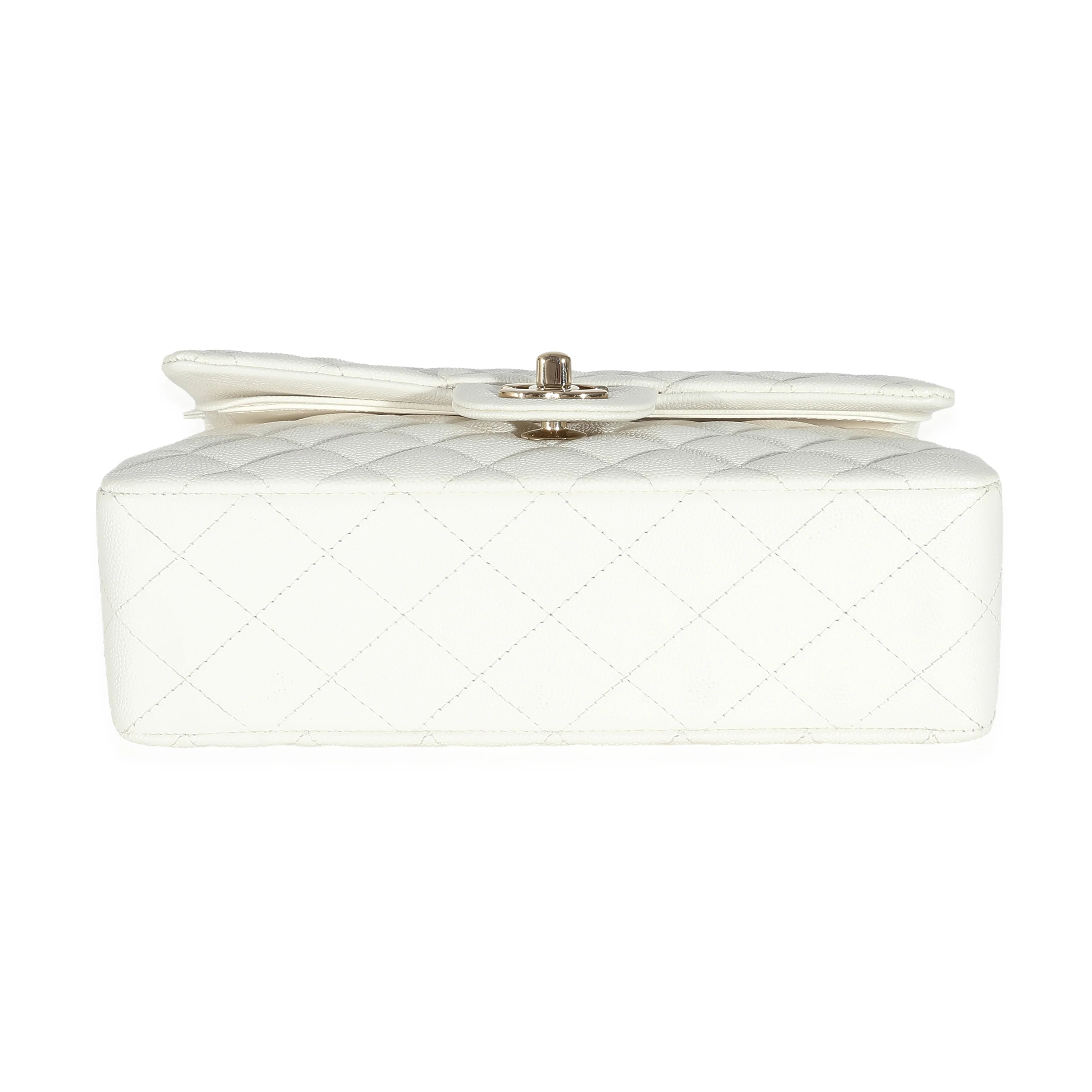 Chanel White Quilted Caviar Small Classic Double Flap Bag - Image 5