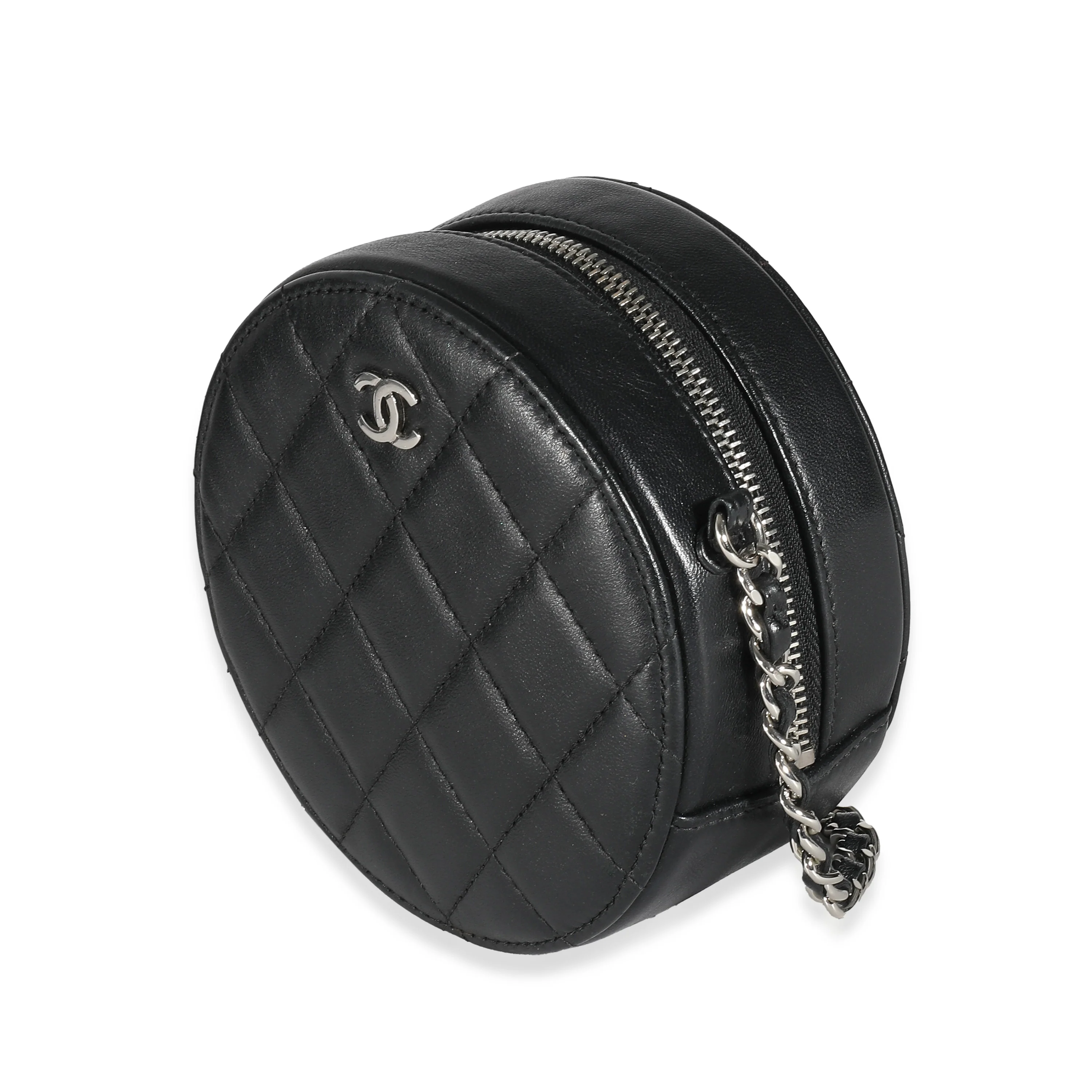 Chanel Black Quilted Lambskin Round Clutch On Chain - Image 2