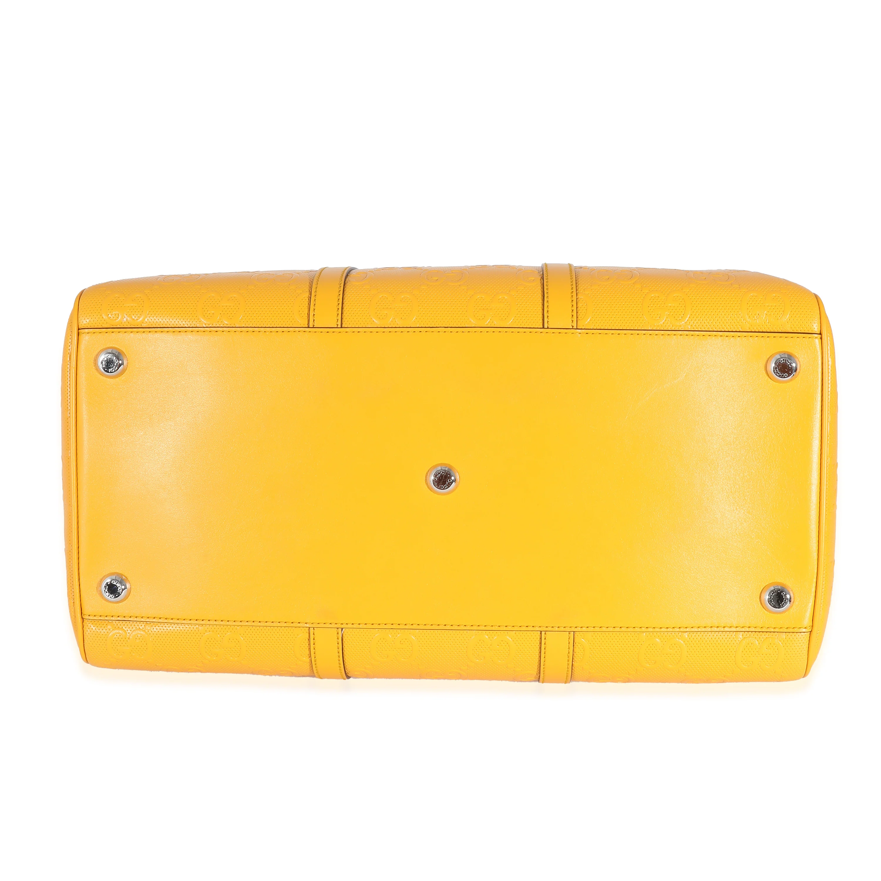 Yellow Embossed Perforated Calfskin GG Convertible Duffle - Image 7